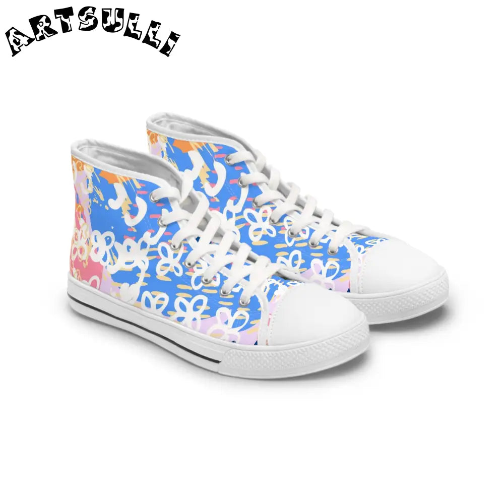 Pastel Floral Womens High Breathable Polyester Canvas Sneakers, Artsulli - Art is Long, Life is Short, Shoes, Size, US 5.5, Color, White sole, , , 19075253056656003607