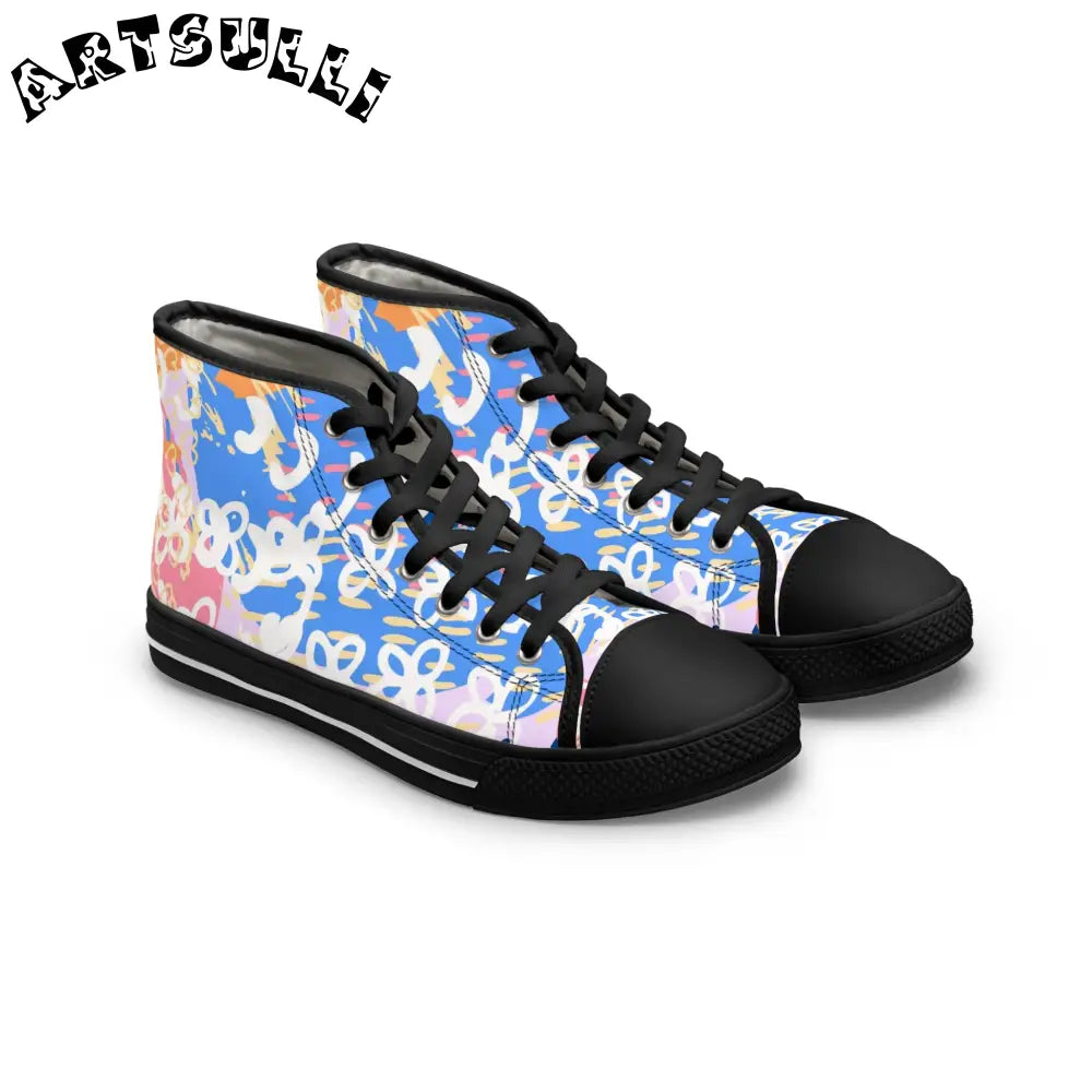 Pastel Floral Womens High Breathable Polyester Canvas Sneakers, Artsulli - Art is Long, Life is Short, Shoes, Size, US 5.5, Color, Black sole, , , 77340893258186762410