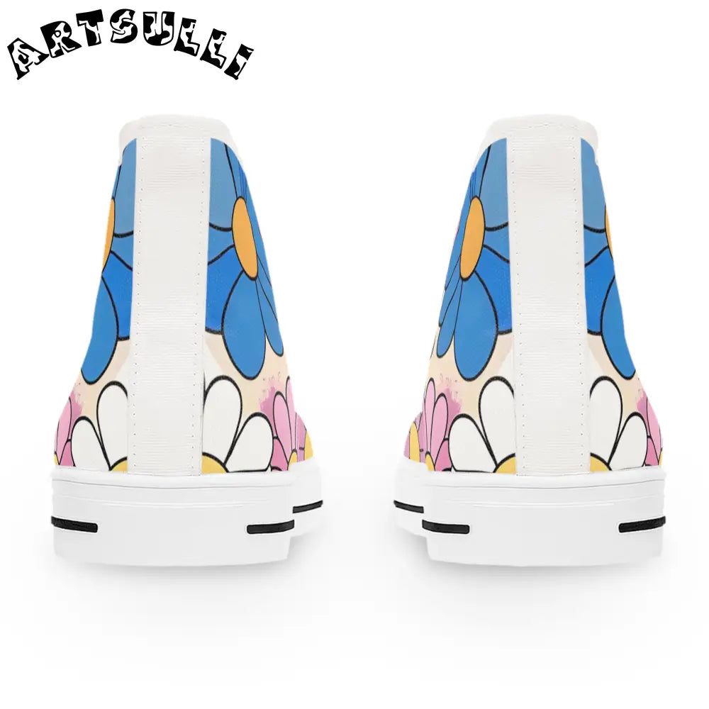 Pastel Floral Women’s High Top Breathable Polyester Canvas Sneakers, Artsulli - Art is Long, Life is Short, Shoes, , , , , , , 