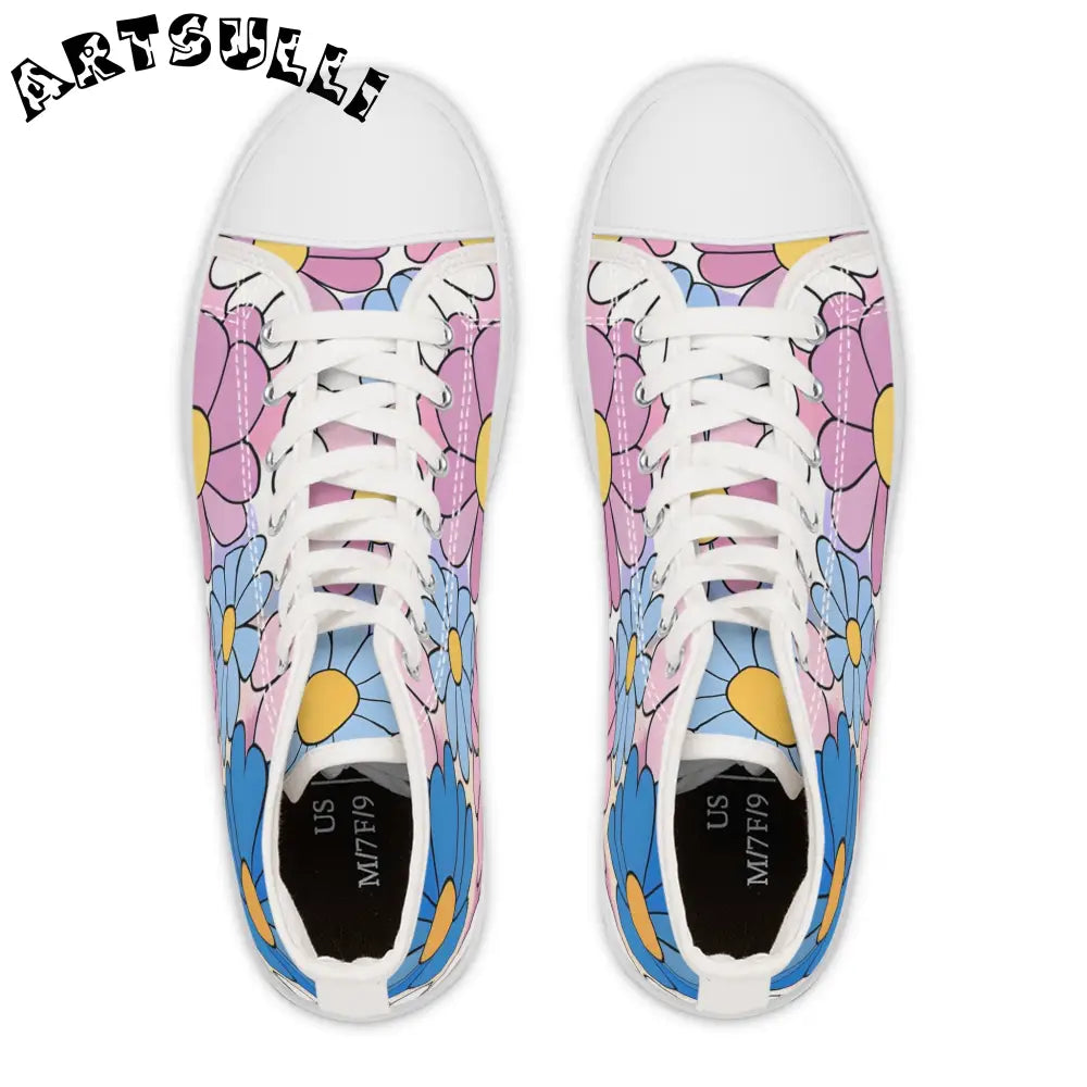 Pastel Floral Women’s High Top Breathable Polyester Canvas Sneakers, Artsulli - Art is Long, Life is Short, Shoes, , , , , , , 