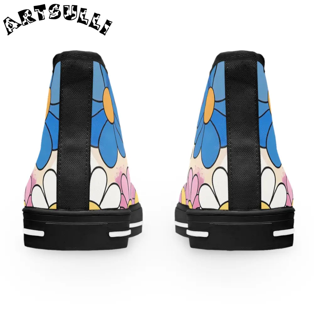 Pastel Floral Women’s High Top Breathable Polyester Canvas Sneakers, Artsulli - Art is Long, Life is Short, Shoes, , , , , , , 