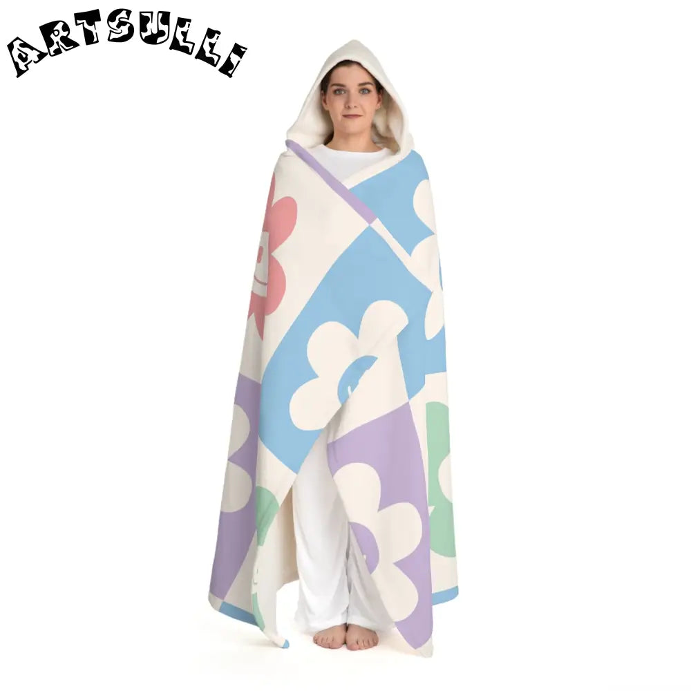 Pastel Heart Hooded Fleece Blanket, Artsulli - Art is Long, Life is Short, All Over Prints, , , , , , , 