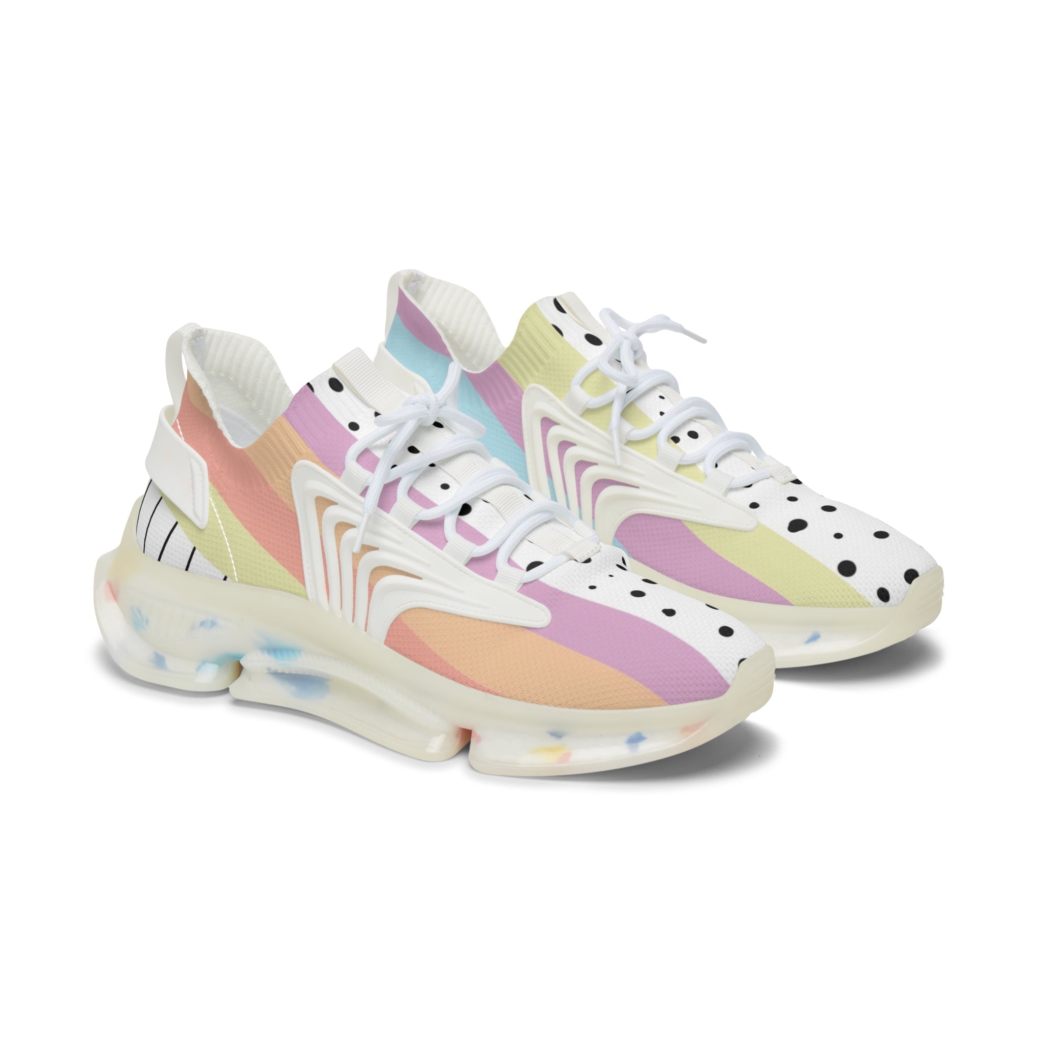 Pastel Pattern Clear Sole Mesh Sneakers, Artsulli - Art is Long, Life is Short, Shoes, Color, White sole, Size, US 5.5, , , 11585555196541523428
