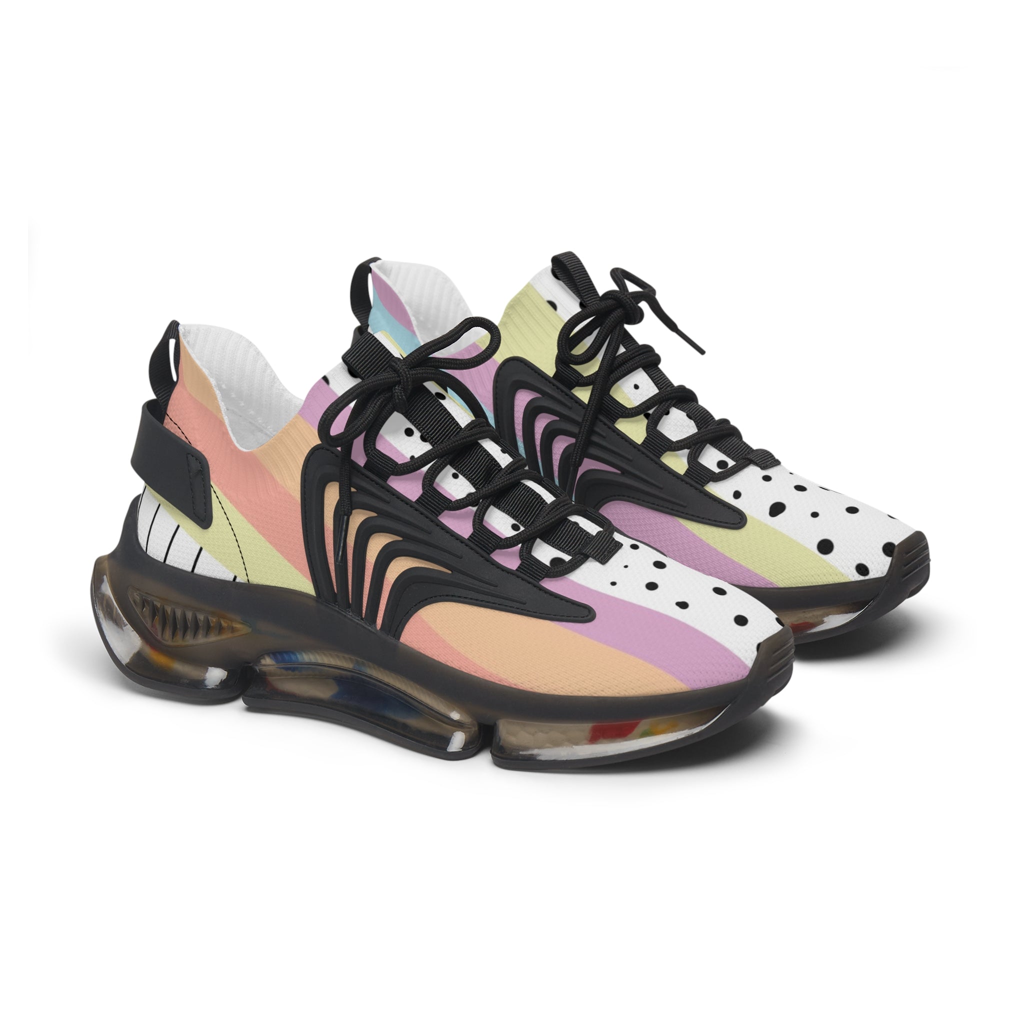 Pastel Pattern Clear Sole Mesh Sneakers, Artsulli - Art is Long, Life is Short, Shoes, Color, Black sole, Size, US 5.5, , , 30540431146630075464