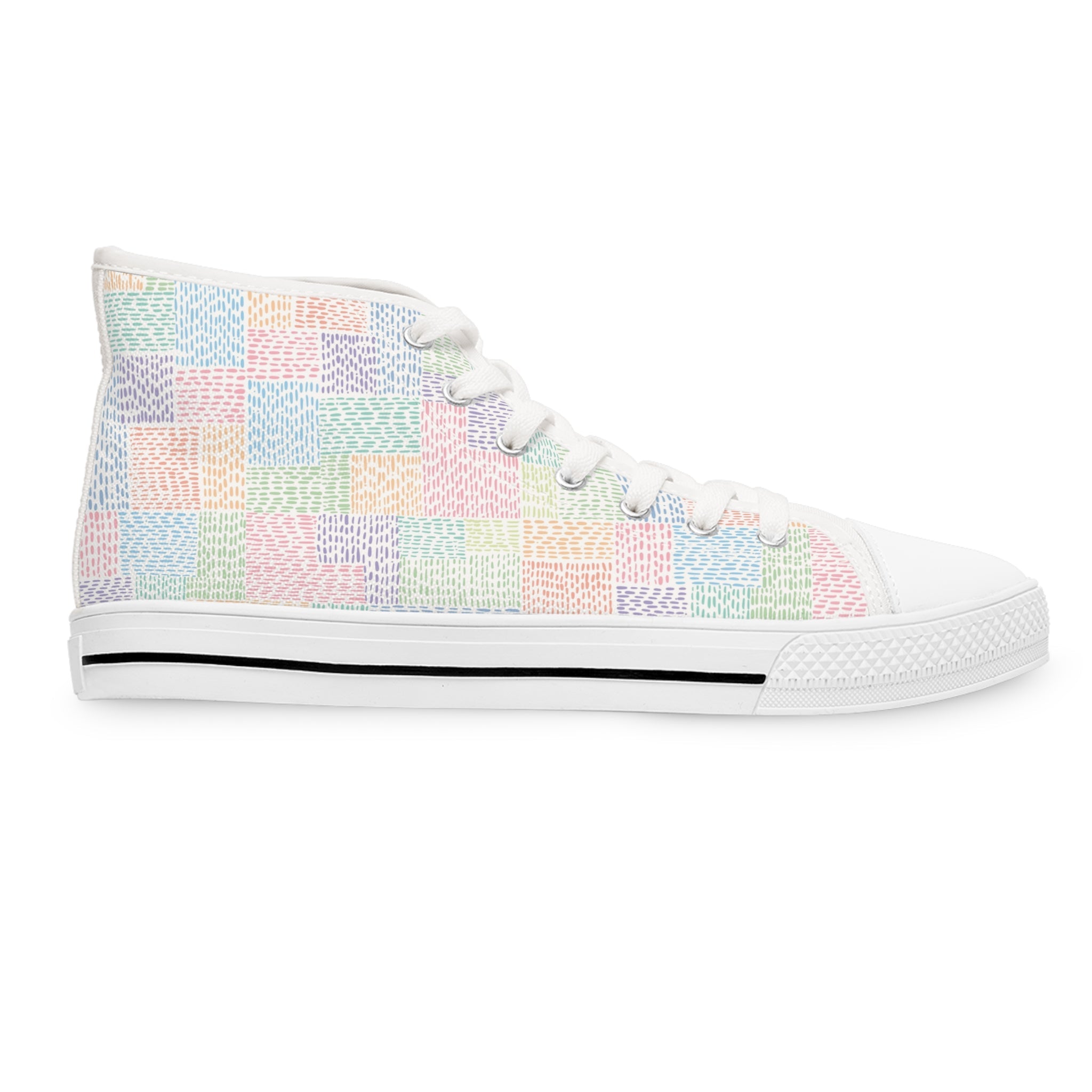 Pastel Rainbow Canvas High-Top Sneakers, Artsulli - Art is Long, Life is Short, Shoes, , , , , , , 