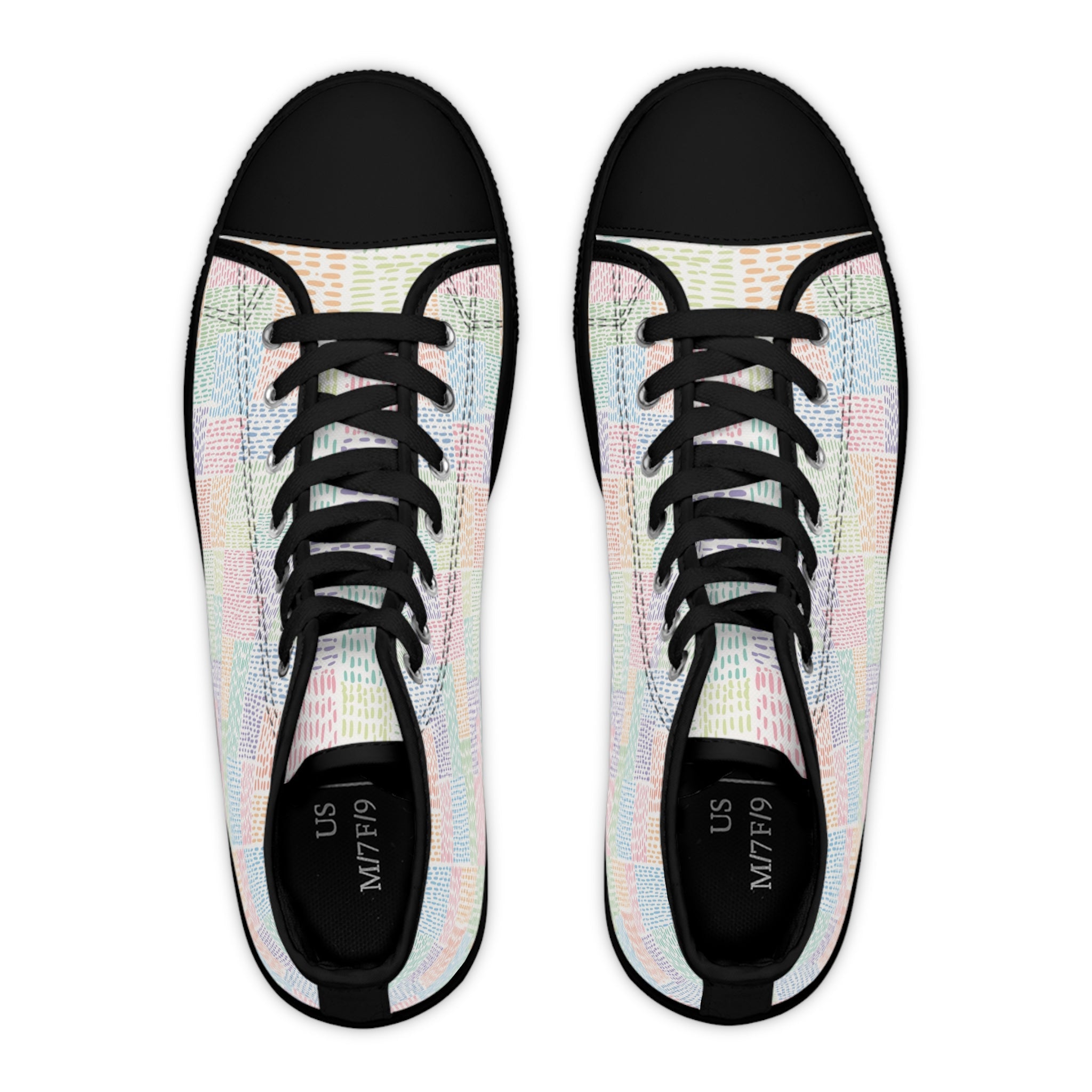 Pastel Rainbow Canvas High-Top Sneakers, Artsulli - Art is Long, Life is Short, Shoes, , , , , , , 