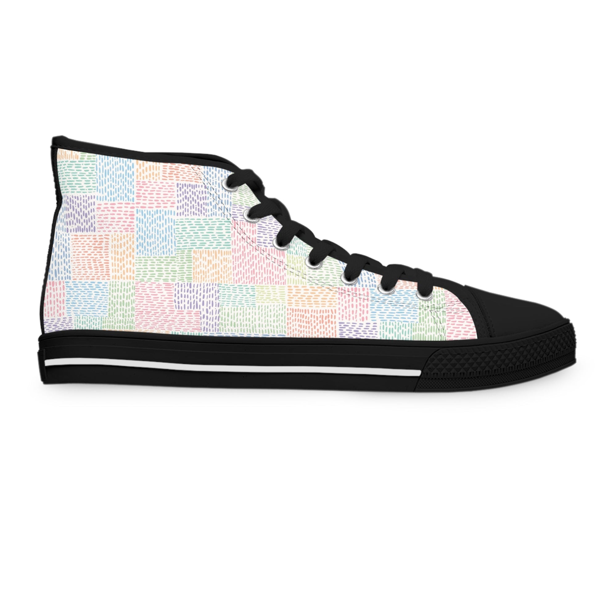 Pastel Rainbow Canvas High-Top Sneakers, Artsulli - Art is Long, Life is Short, Shoes, , , , , , , 