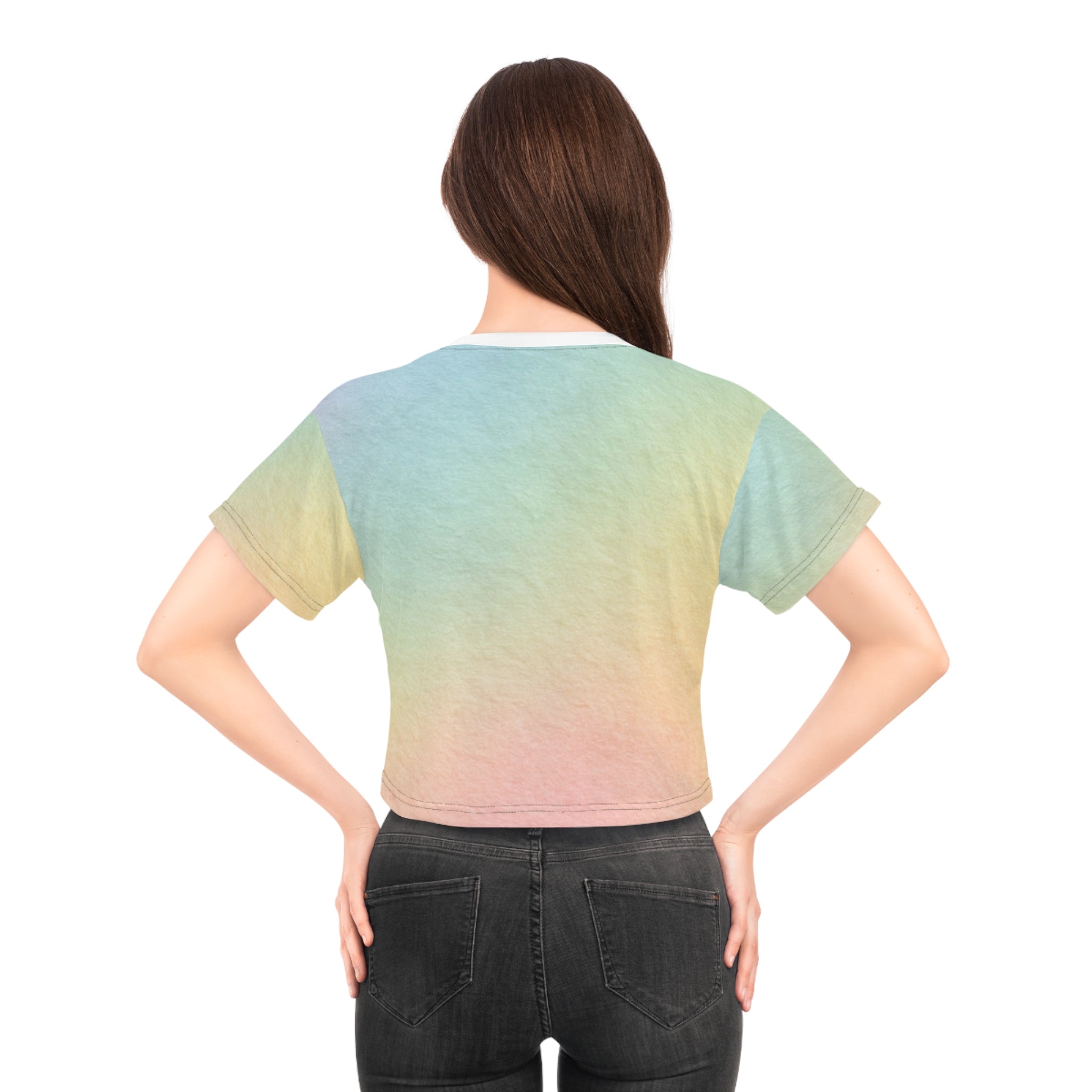 Printify Pastel Rainbow Gradient Crop Tee 2025