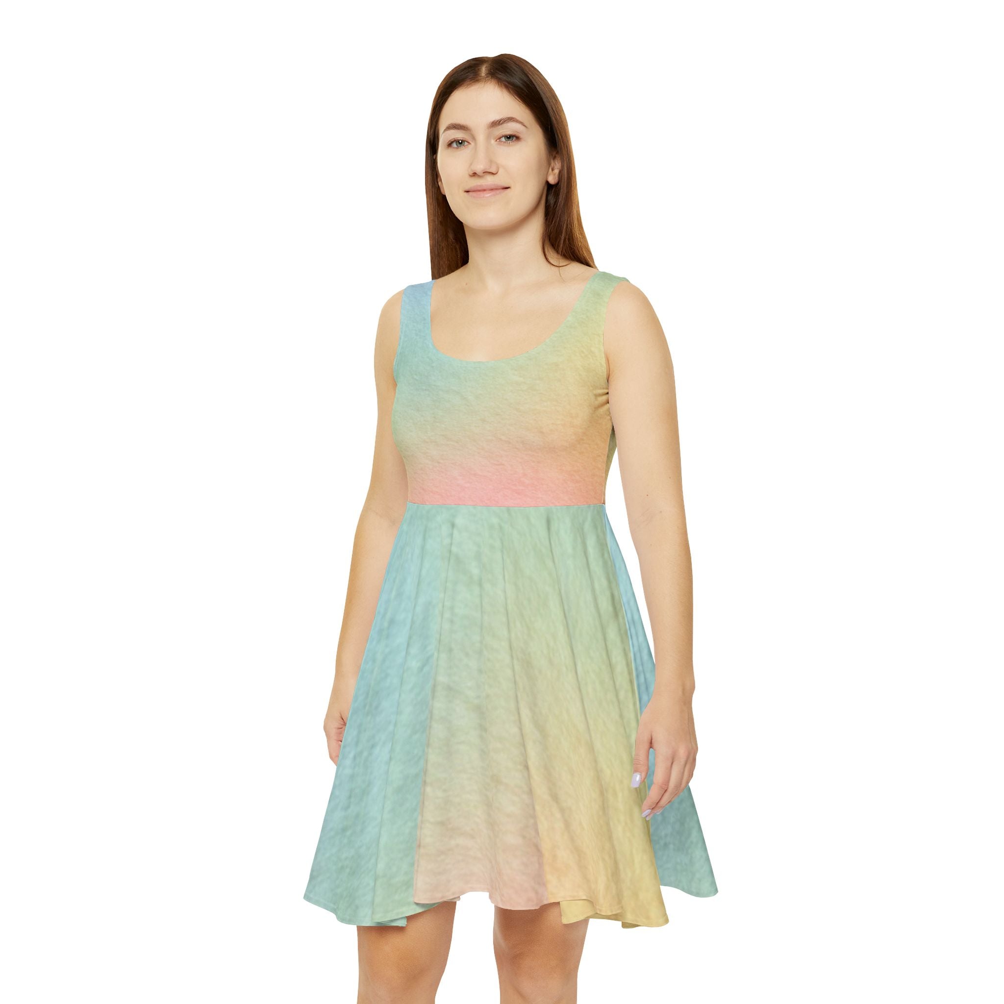 Pastel Rainbow Gradient Skater Dress, Artsulli - Art is Long, Life is Short, All Over Prints, , , , , , , 