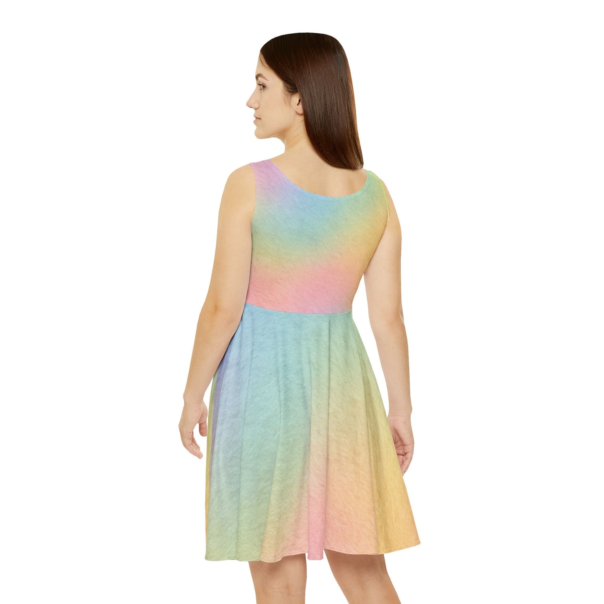 Pastel Rainbow Gradient Skater Dress, Artsulli - Art is Long, Life is Short, All Over Prints, , , , , , , 