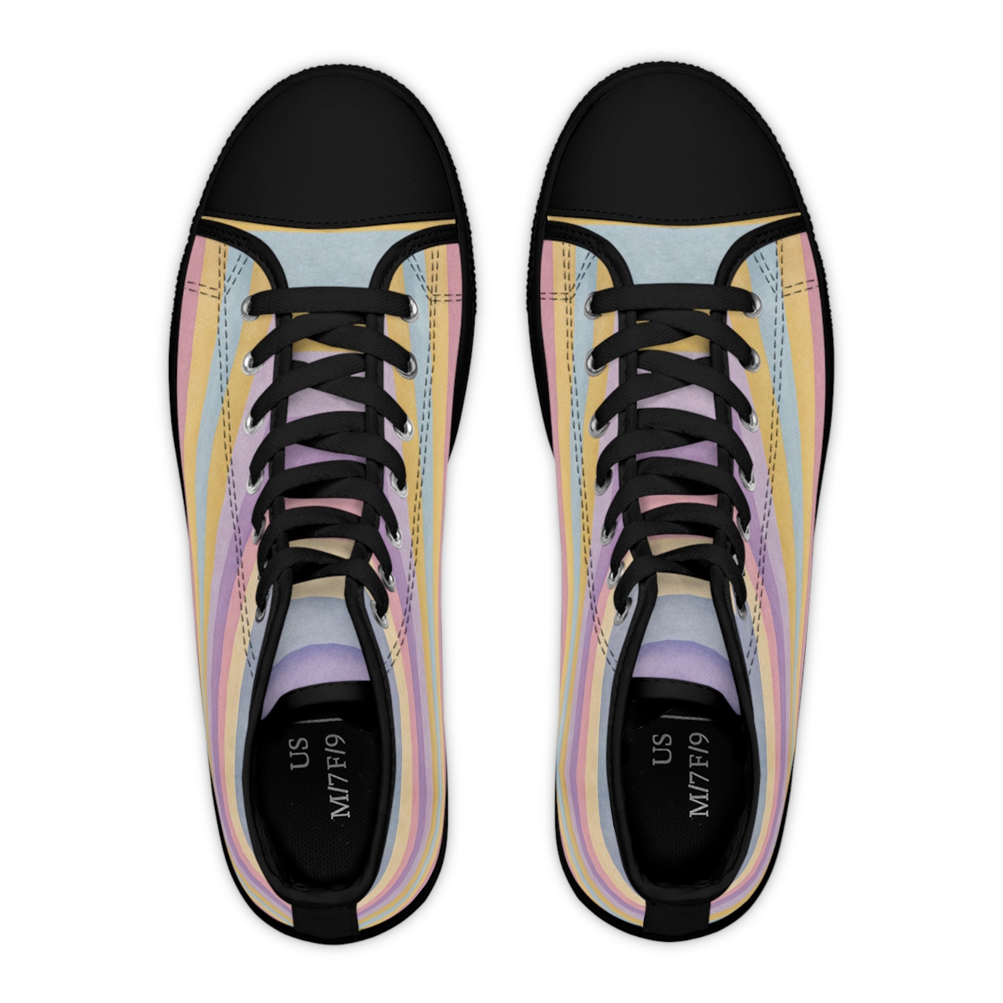 Printify Pastel Rainbow High-Top Canvas Sneakers 2025