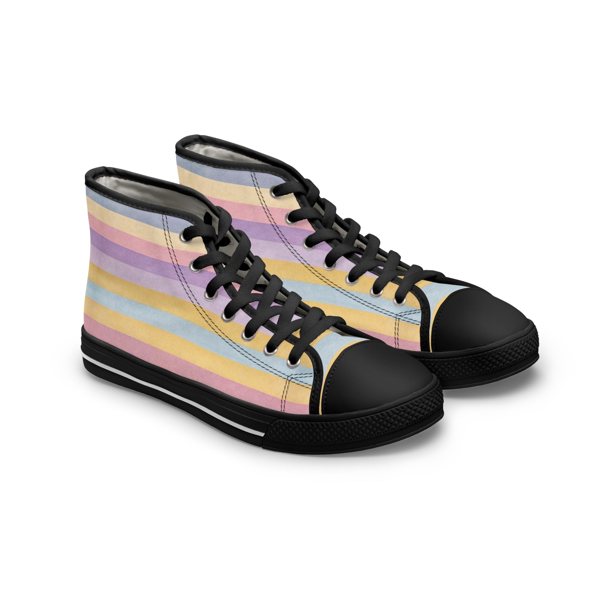 Printify Pastel Rainbow High-Top Canvas Sneakers 2025