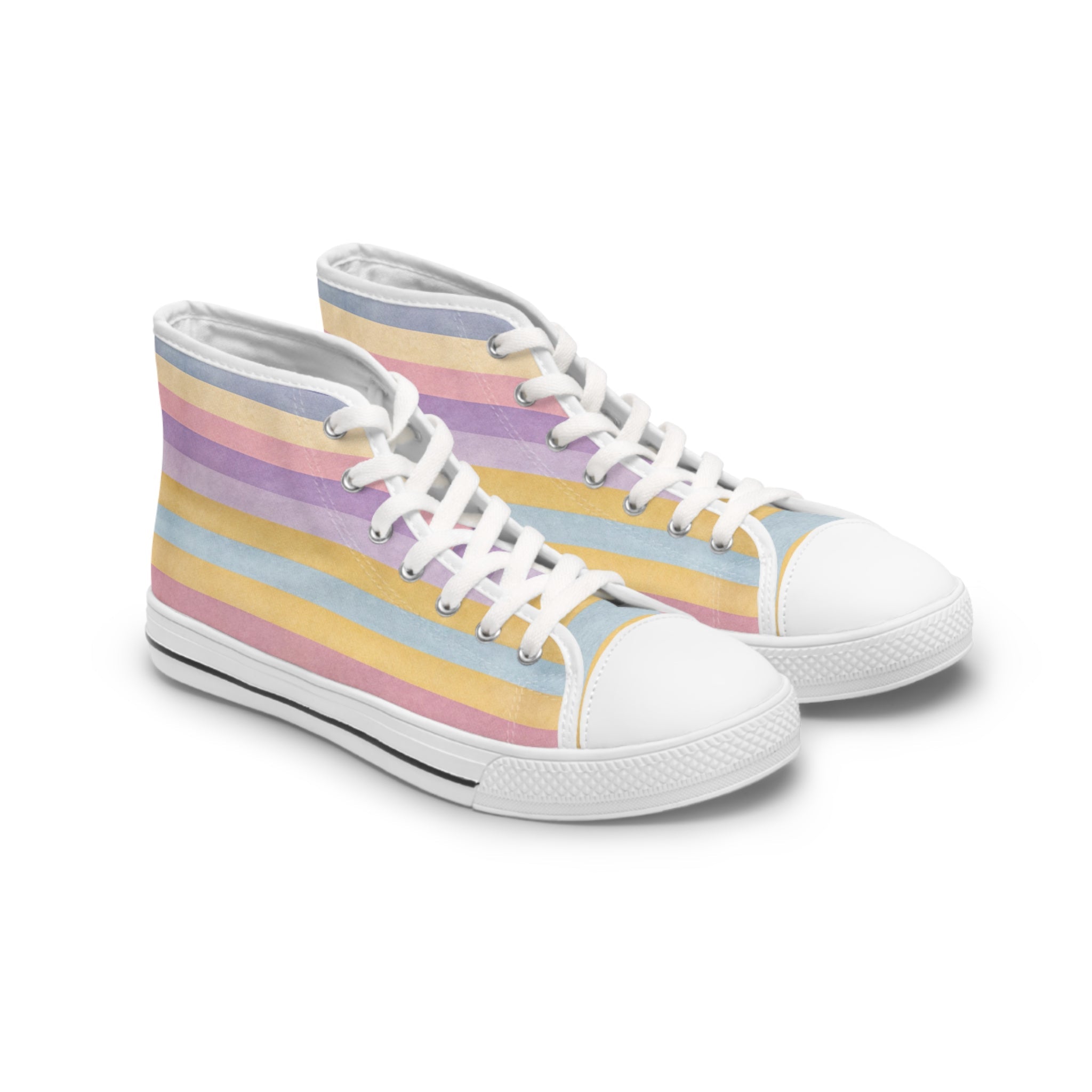 Printify Pastel Rainbow High-Top Canvas Sneakers 2025