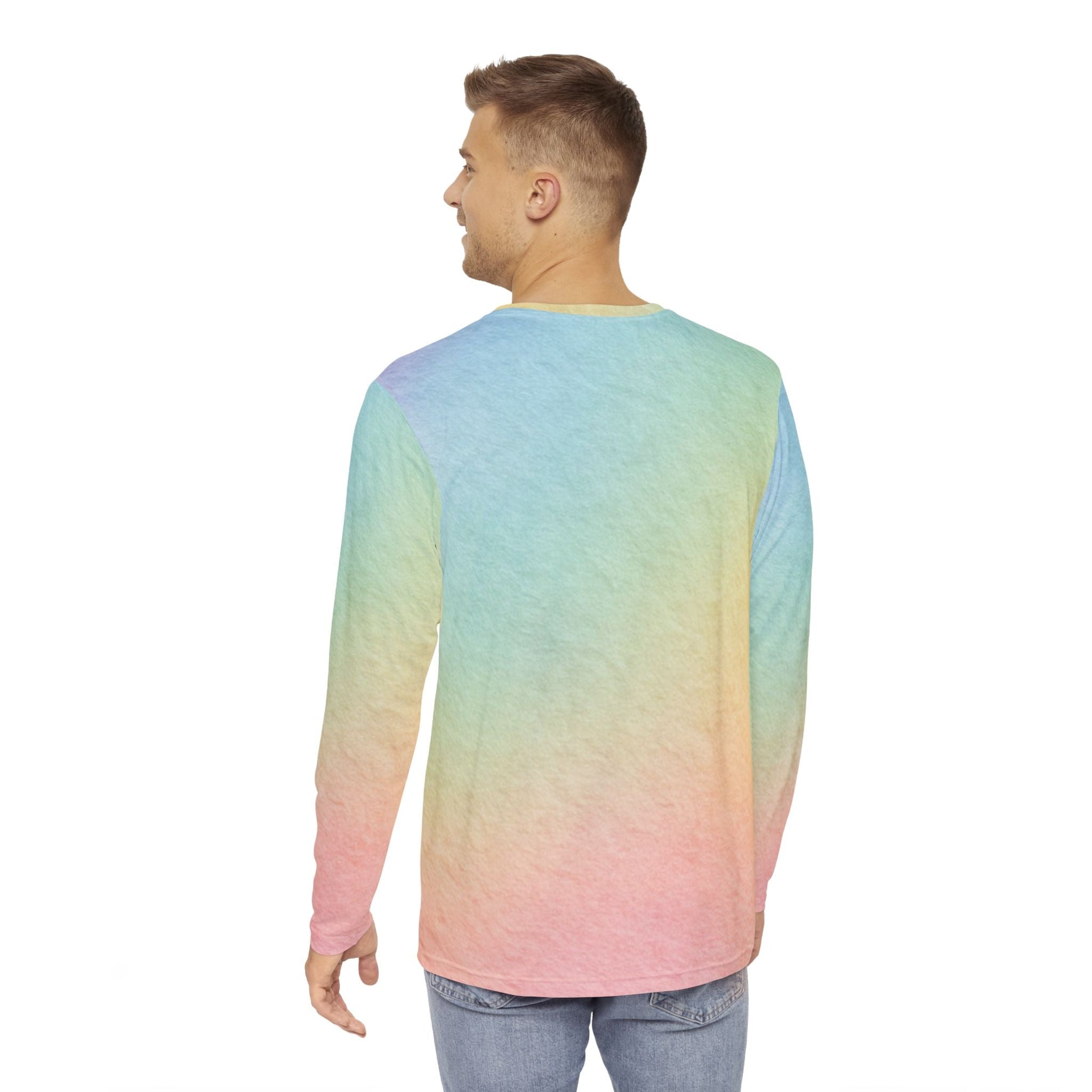 Pastel Rainbow Ombre Long Sleeve Shirt, Artsulli - Art is Long, Life is Short, All Over Prints, , , , , , , 