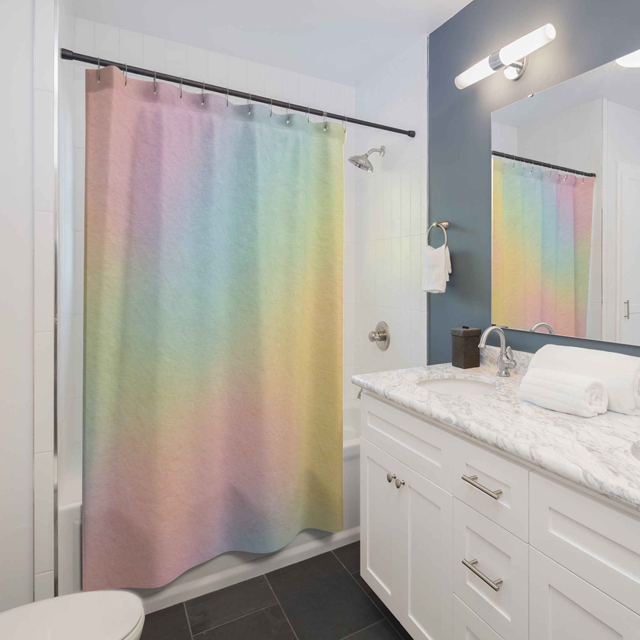 Pastel Rainbow Polyester Shower Curtain, Artsulli - Art is Long, Life is Short, Home Decor, , , , , , , 