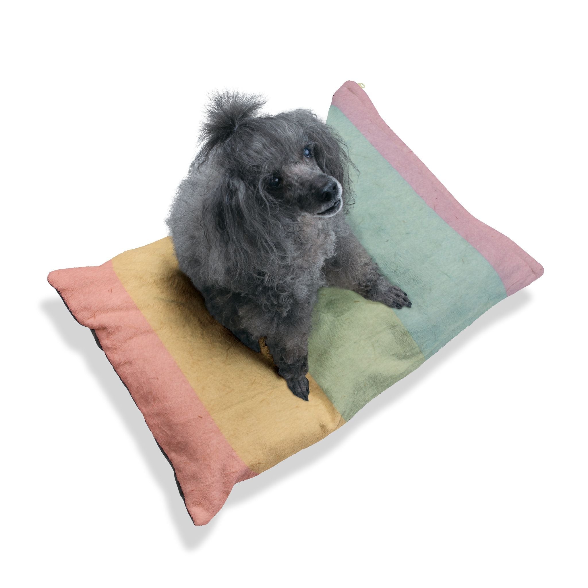 Printify Pastel Rainbow Stripe Pet Bed with Toys 2025