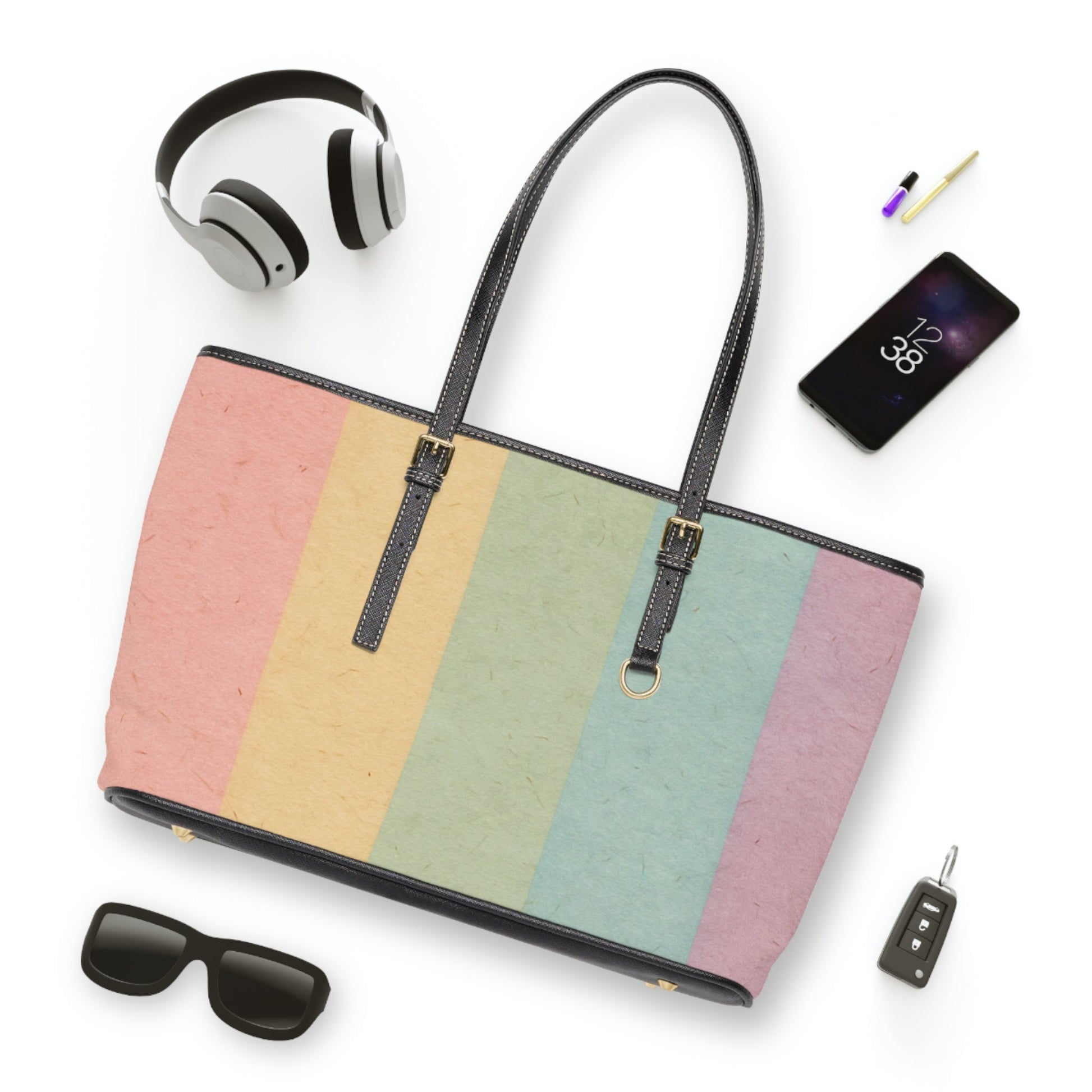 Pastel Rainbow Stripe Shoulder Bag, Artsulli - Art is Long, Life is Short, Bags, , , , , , , 