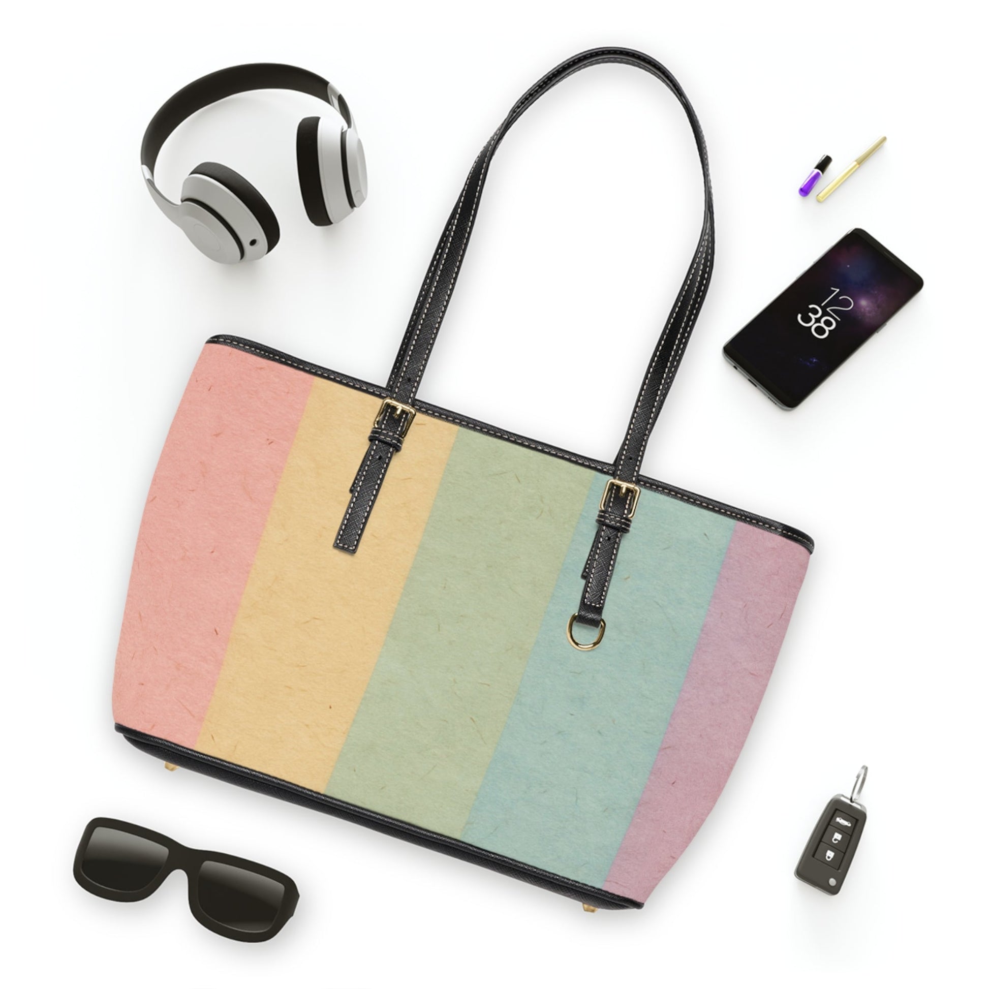 Pastel Rainbow Stripe Shoulder Bag, Artsulli - Art is Long, Life is Short, Bags, , , , , , , 