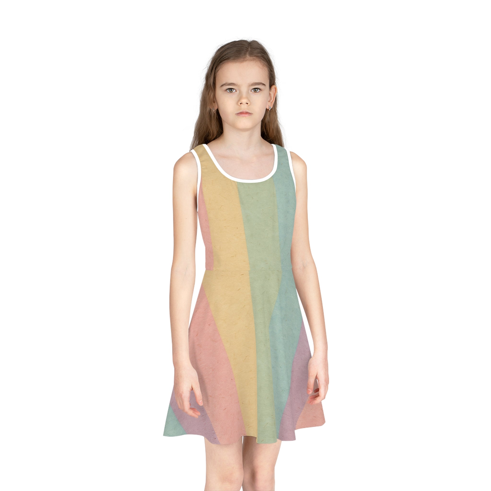 Printify Pastel Rainbow Stripe Skater Dress 2025