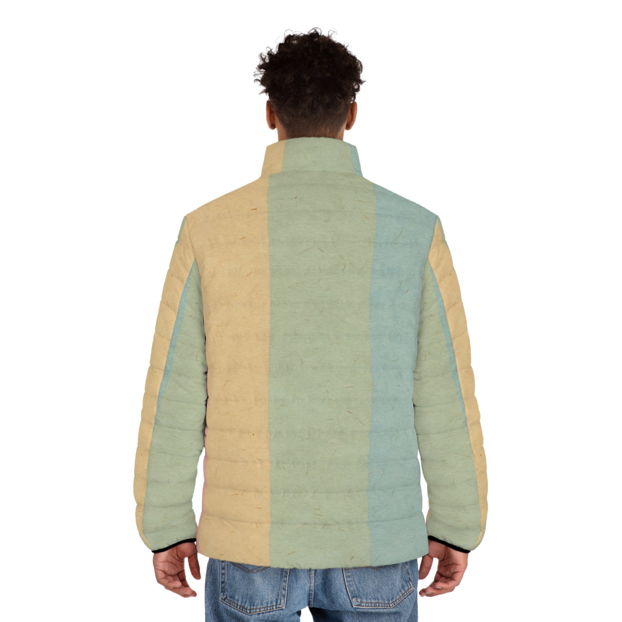 Pastel Rainbow Striped Puffer Jacket, Artsulli - Art is Long, Life is Short, All Over Prints, , , , , , , 