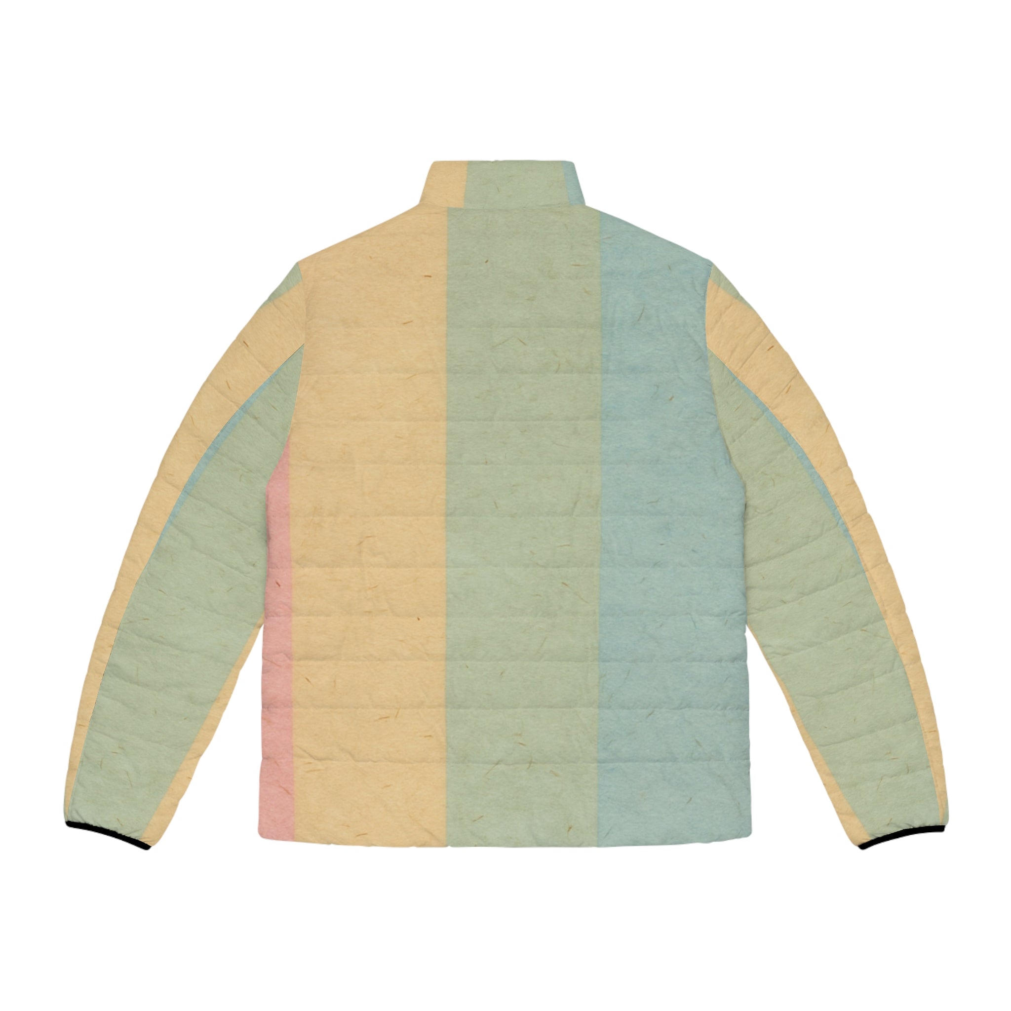 Pastel Rainbow Striped Puffer Jacket, Artsulli - Art is Long, Life is Short, All Over Prints, , , , , , , 