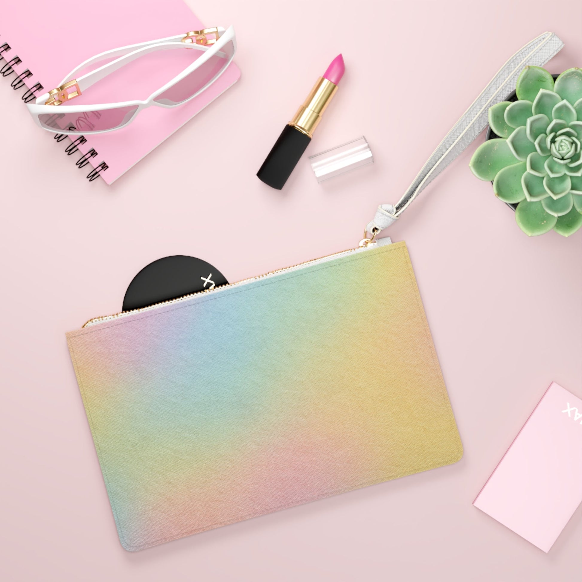 Printify Pastel Rainbow Wristlet Clutch Bag 2025