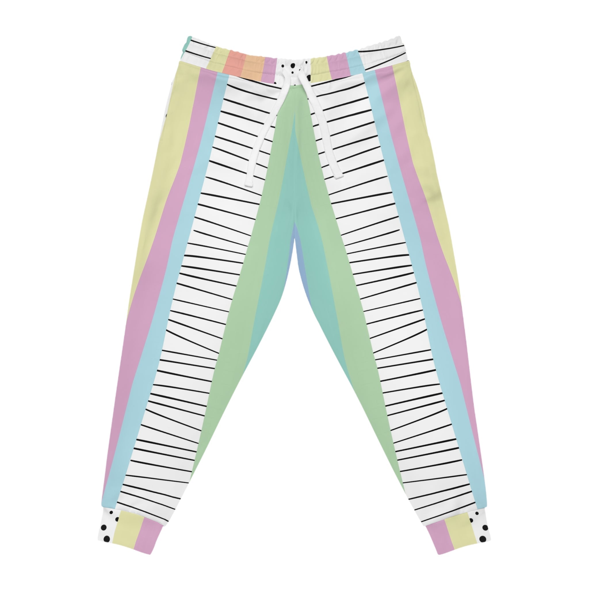 Pastel Stripe Dash Joggers, Artsulli - Art is Long, Life is Short, All Over Prints, Size, S, Color, Seam thread color automatically matched to design, , , 26559321132687874219