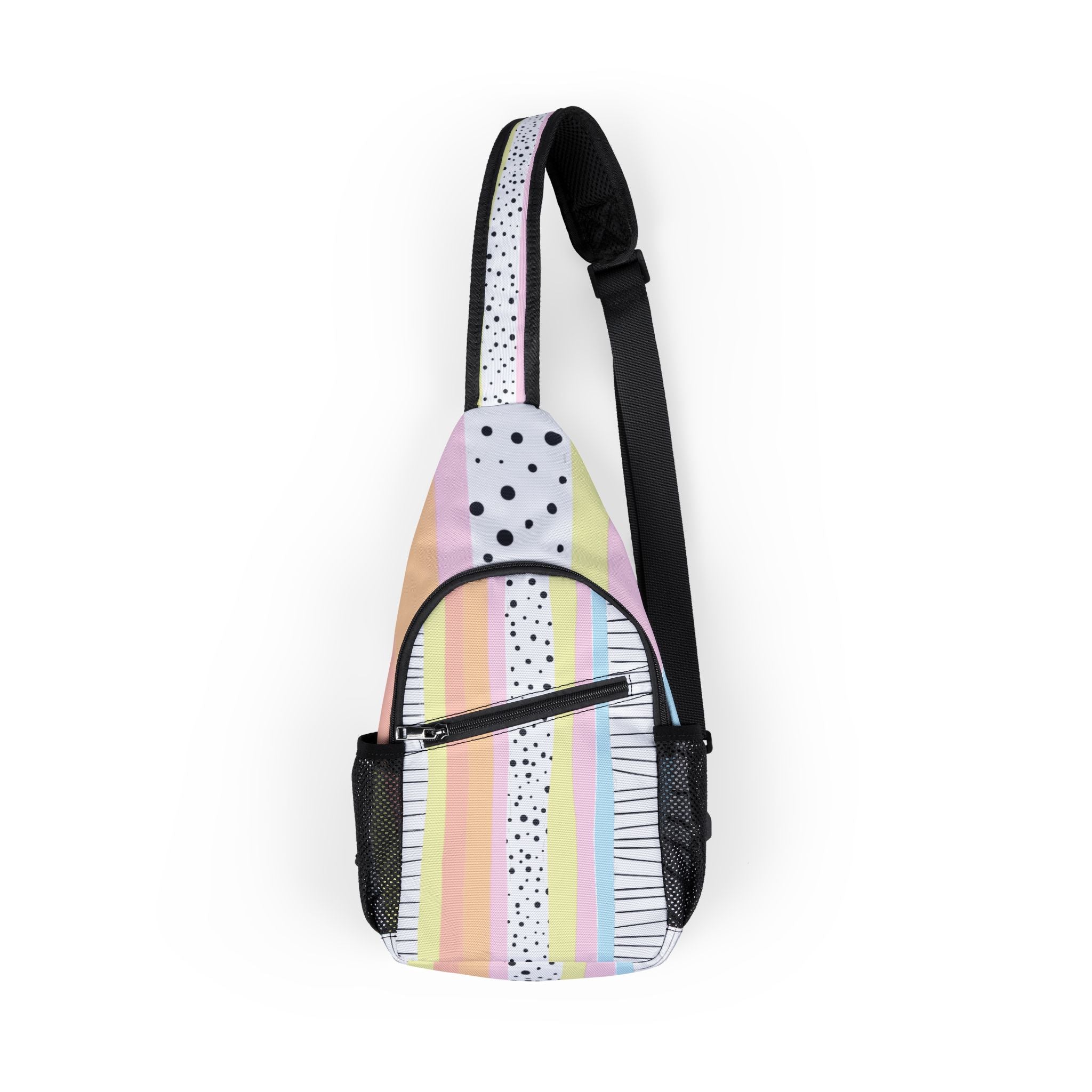 Pastel Striped and Polka Dotted Chest Bag, Artsulli - Art is Long, Life is Short, Bags, Size, One size, , , , , 33402925295901502081