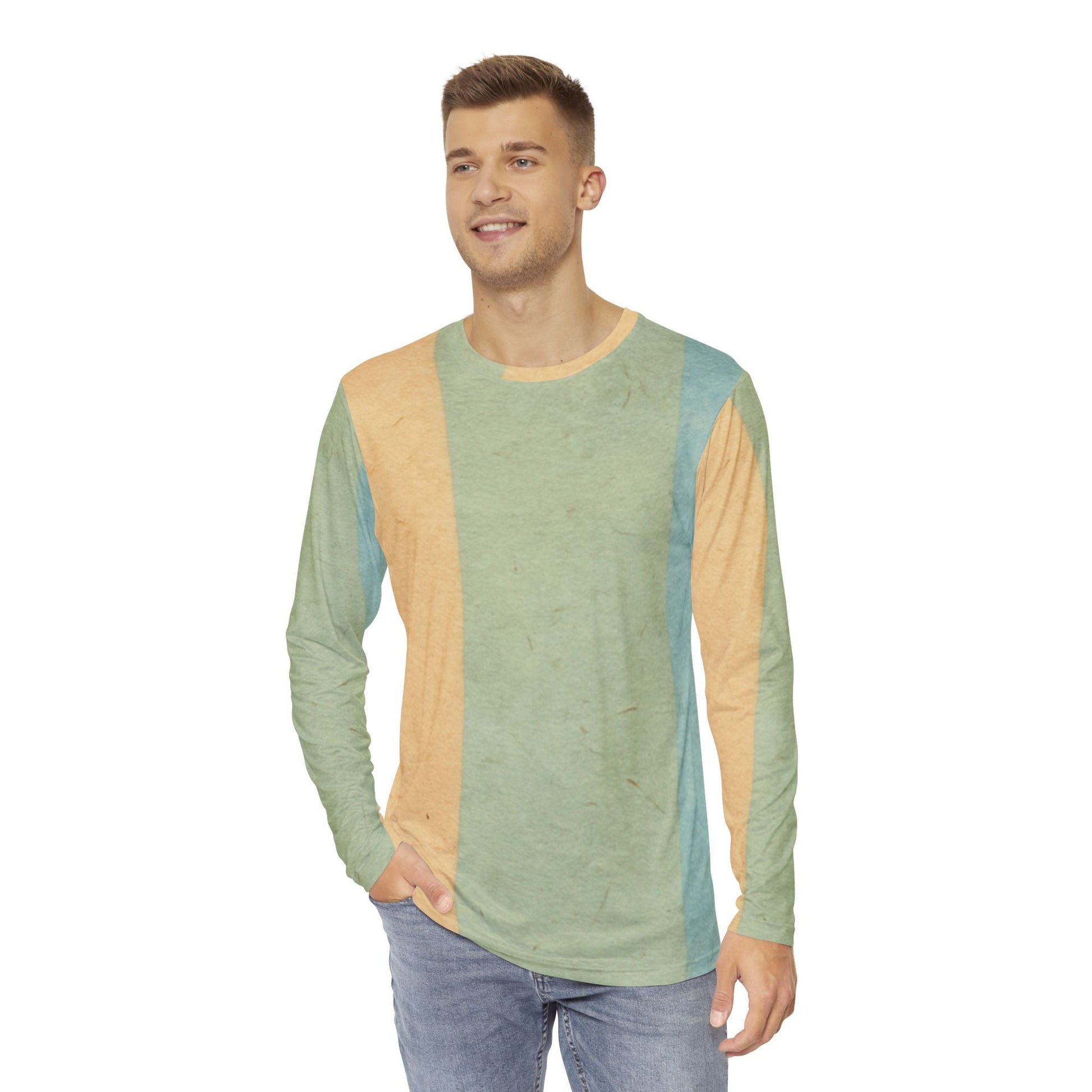 Pastel Striped Brushed Long Sleeve Tee, Artsulli - Art is Long, Life is Short, All Over Prints, , , , , , , 