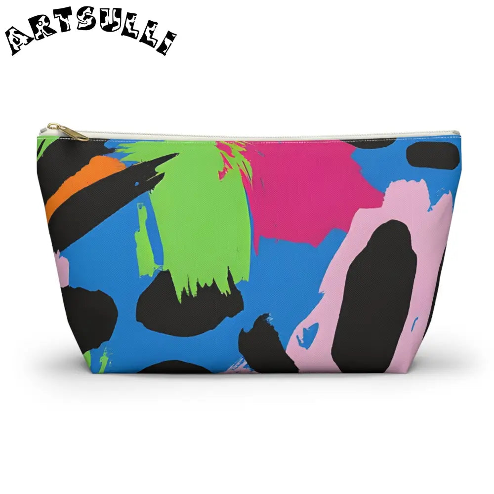 Pastel T-Bottom Pouch Displays Abstract Art, Artsulli - Art is Long, Life is Short, Bags, Size, Large, Color, White zipper, , , 29229309090614437471
