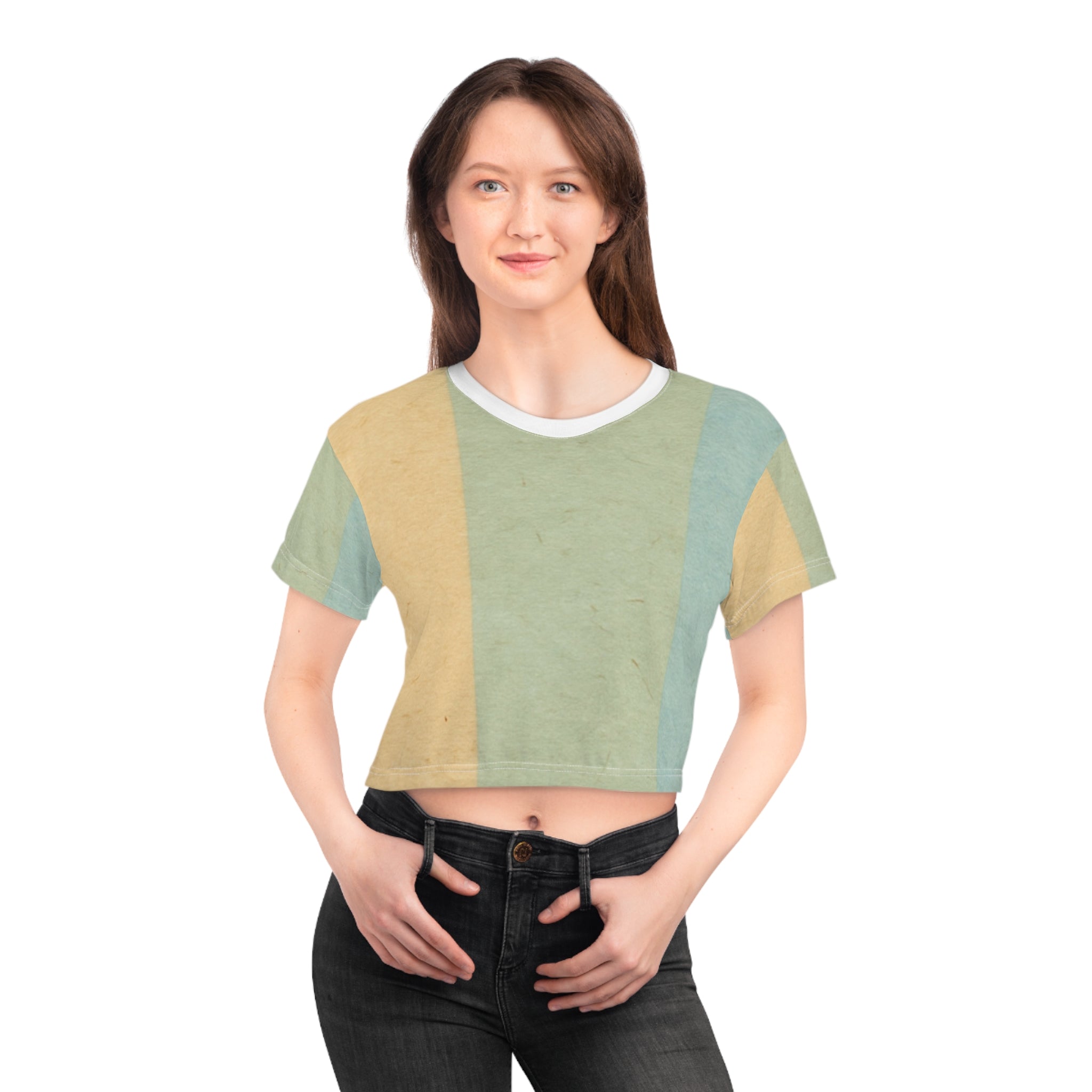 Printify Pastel Vertical Stripe Crop Top 2025