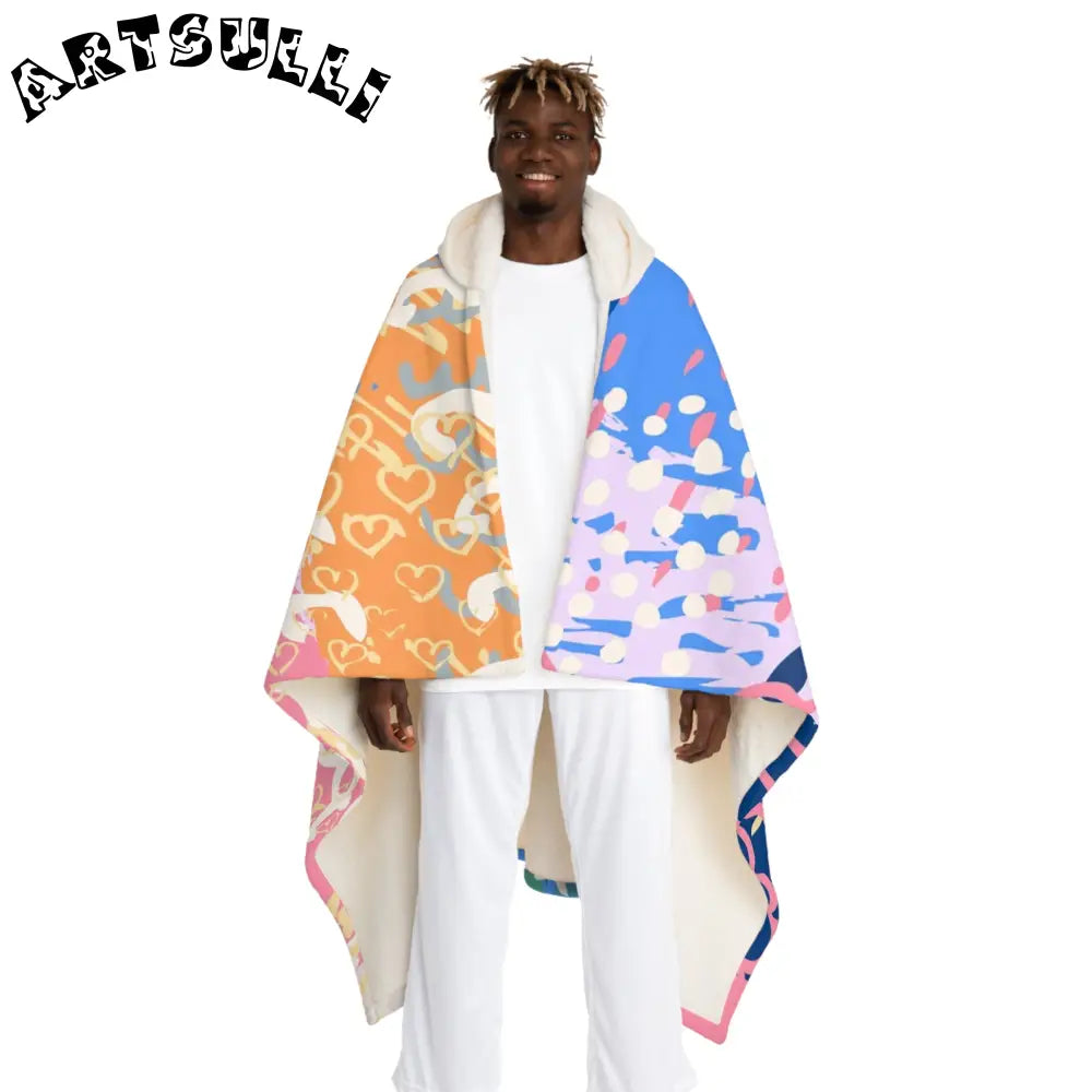 Patterned Hooded Sherpa Blanket, Artsulli - Art is Long, Life is Short, All Over Prints, Size, One size, Color, Cream, , , 25100595584319869238