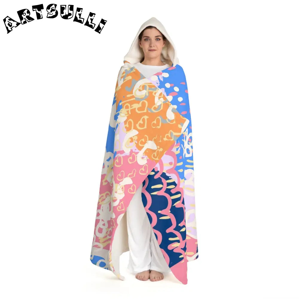 Patterned Hooded Sherpa Blanket, Artsulli - Art is Long, Life is Short, All Over Prints, , , , , , , 