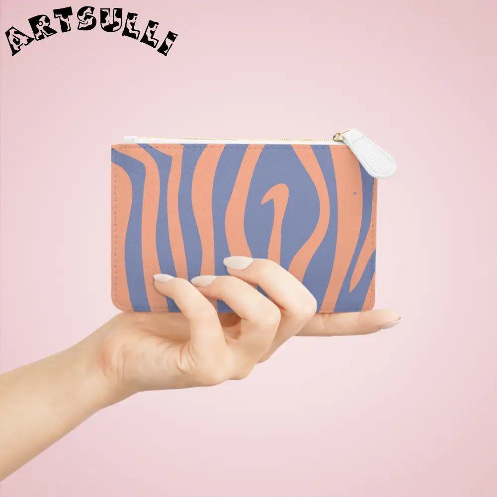 Peach and Periwinkle Wavy Stripe Personalized Clutch Bag, Artsulli - Art is Long, Life is Short, Bags, , , , , , , 