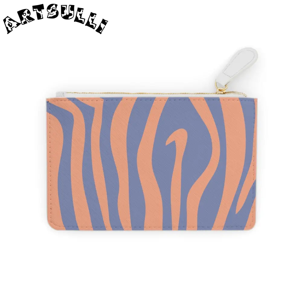 Peach and Periwinkle Wavy Stripe Personalized Clutch Bag, Artsulli - Art is Long, Life is Short, Bags, Size, 6.3” x 4”, Color, White, , , 71197775375220