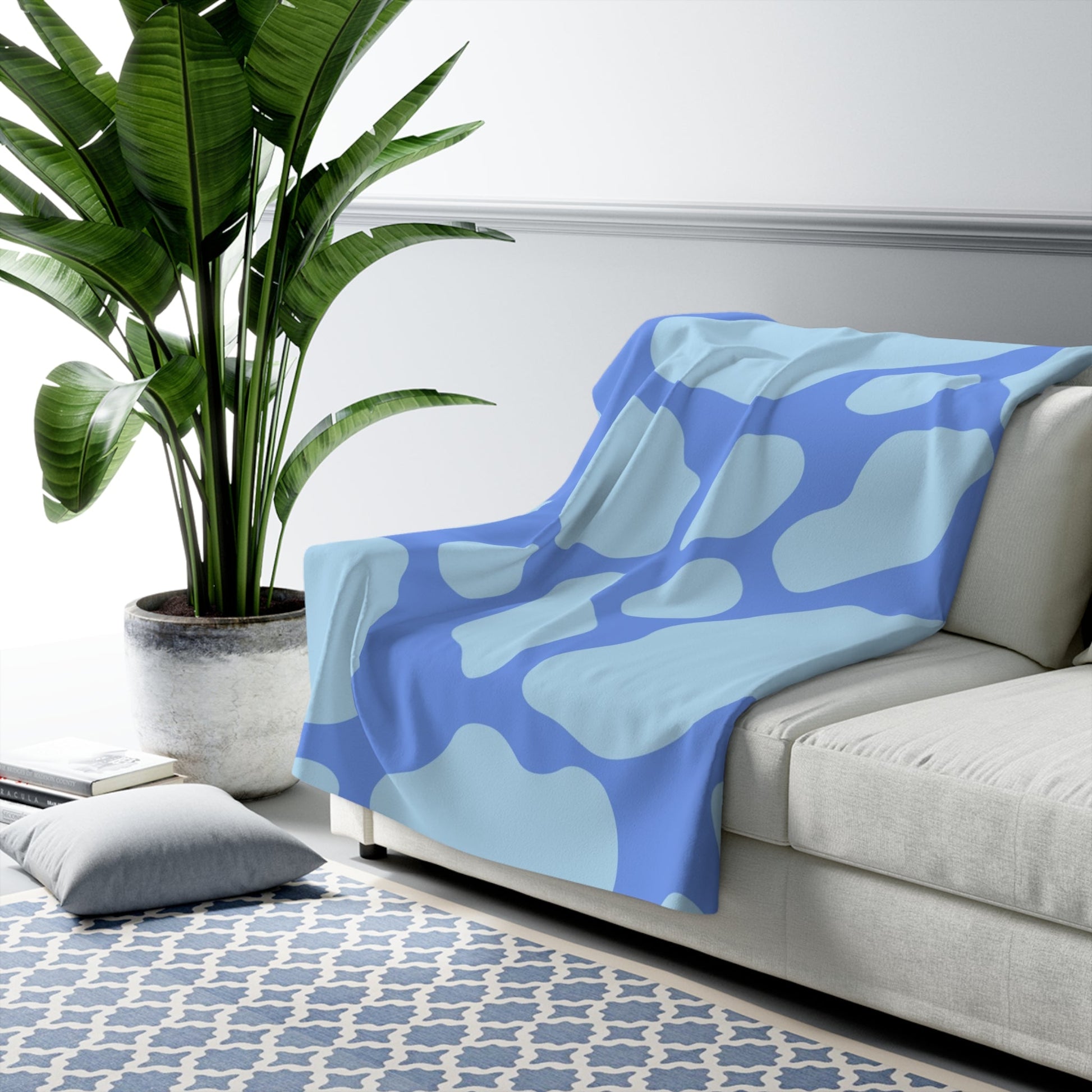 Periwinkle Spot Sherpa Fleece Blanket, Artsulli - Art is Long, Life is Short, Home Decor, , , , , , , 