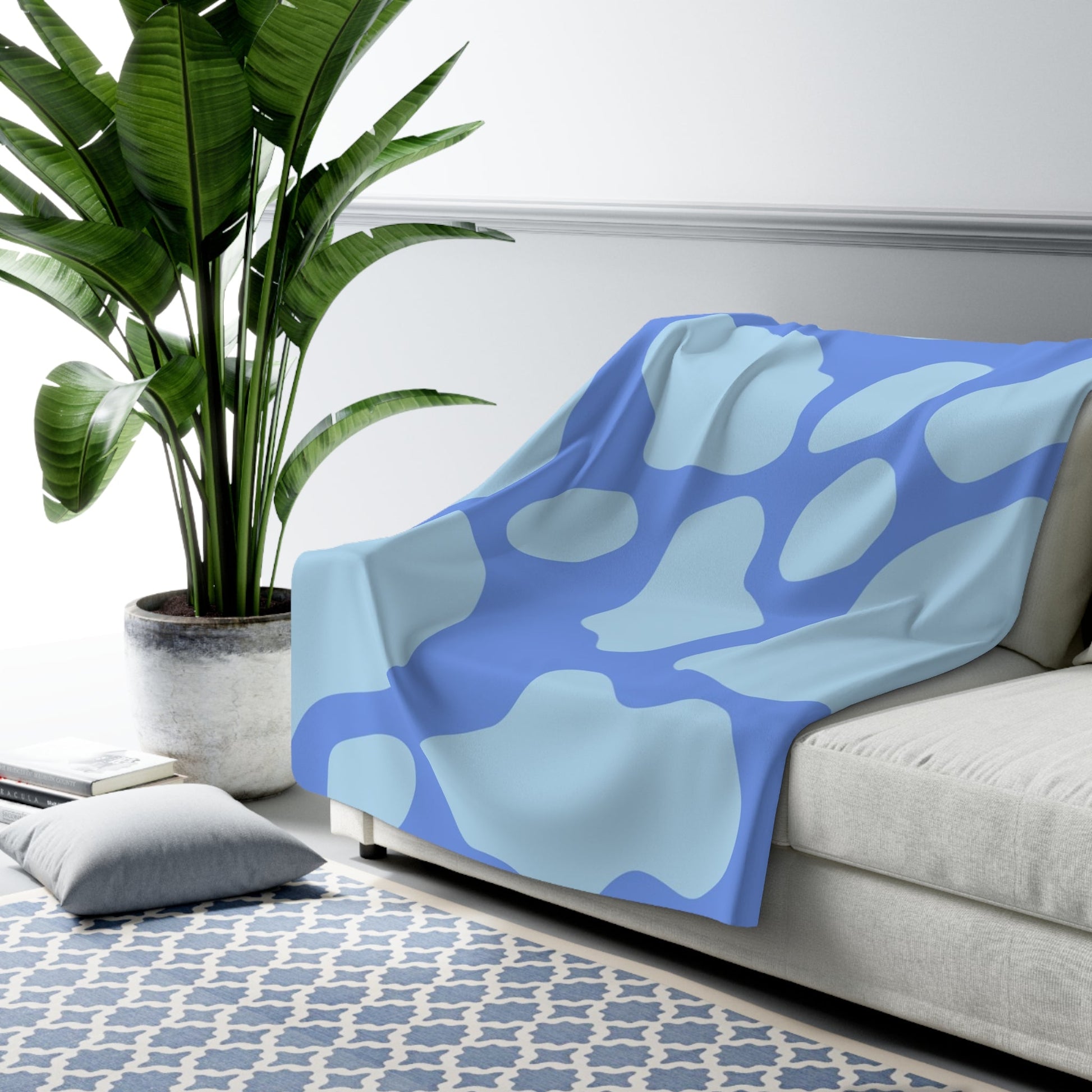 Periwinkle Spot Sherpa Fleece Blanket, Artsulli - Art is Long, Life is Short, Home Decor, , , , , , , 