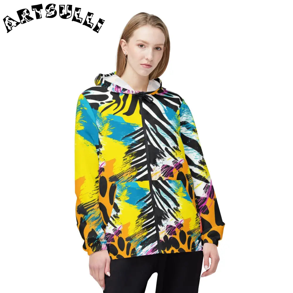 Personalized Abstract Print Windbreaker Jacket, Artsulli - Art is Long, Life is Short, Outerwear, , , , , , , 