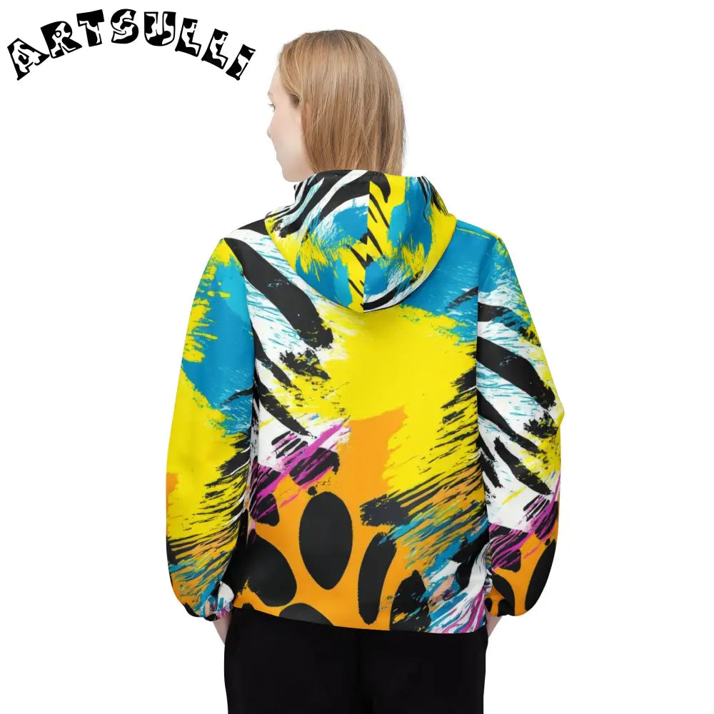 Personalized Abstract Print Windbreaker Jacket, Artsulli - Art is Long, Life is Short, Outerwear, , , , , , , 