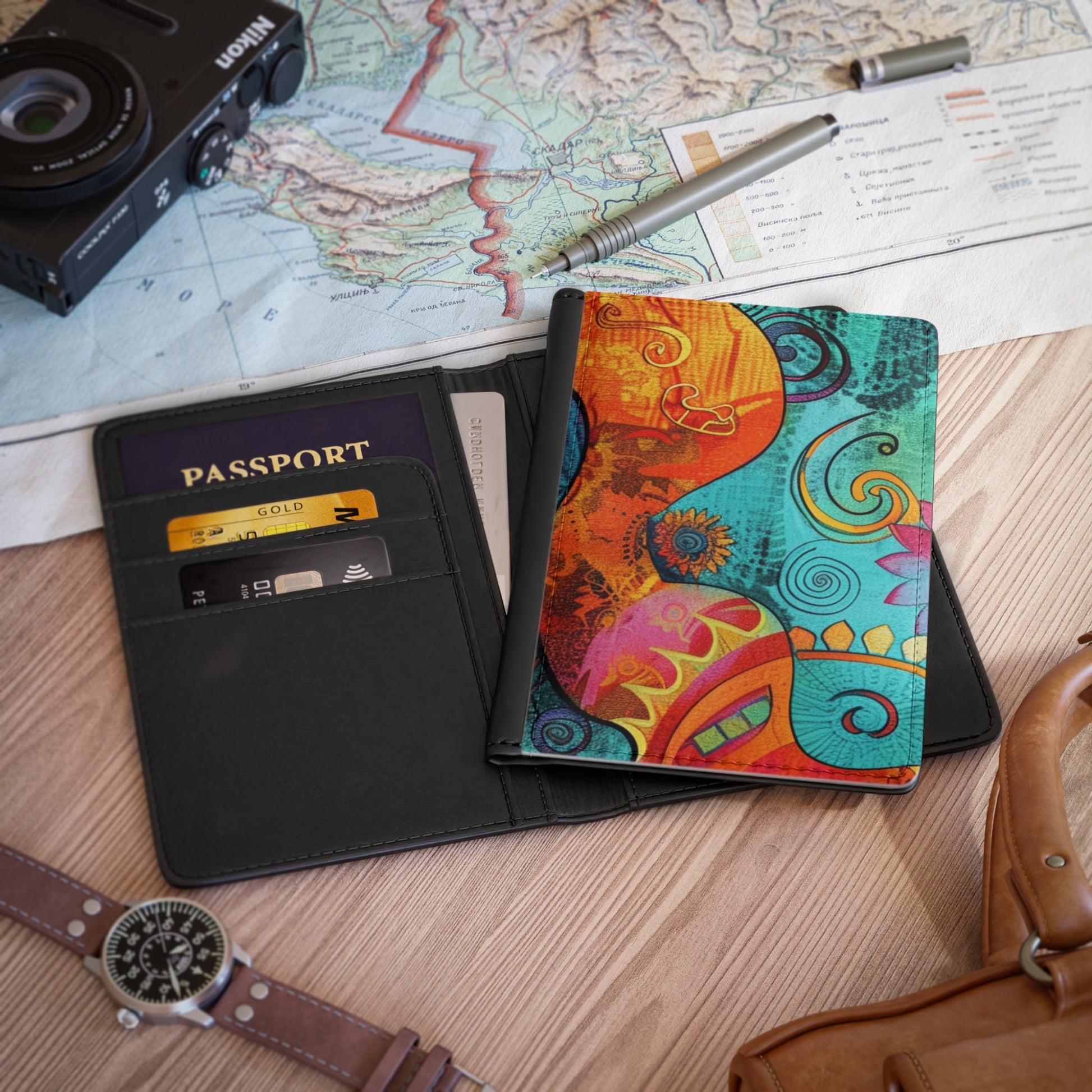 Personalized Black Leather Passport Cover, Artsulli - Art is Long, Life is Short, Accessories, , , , , , , 