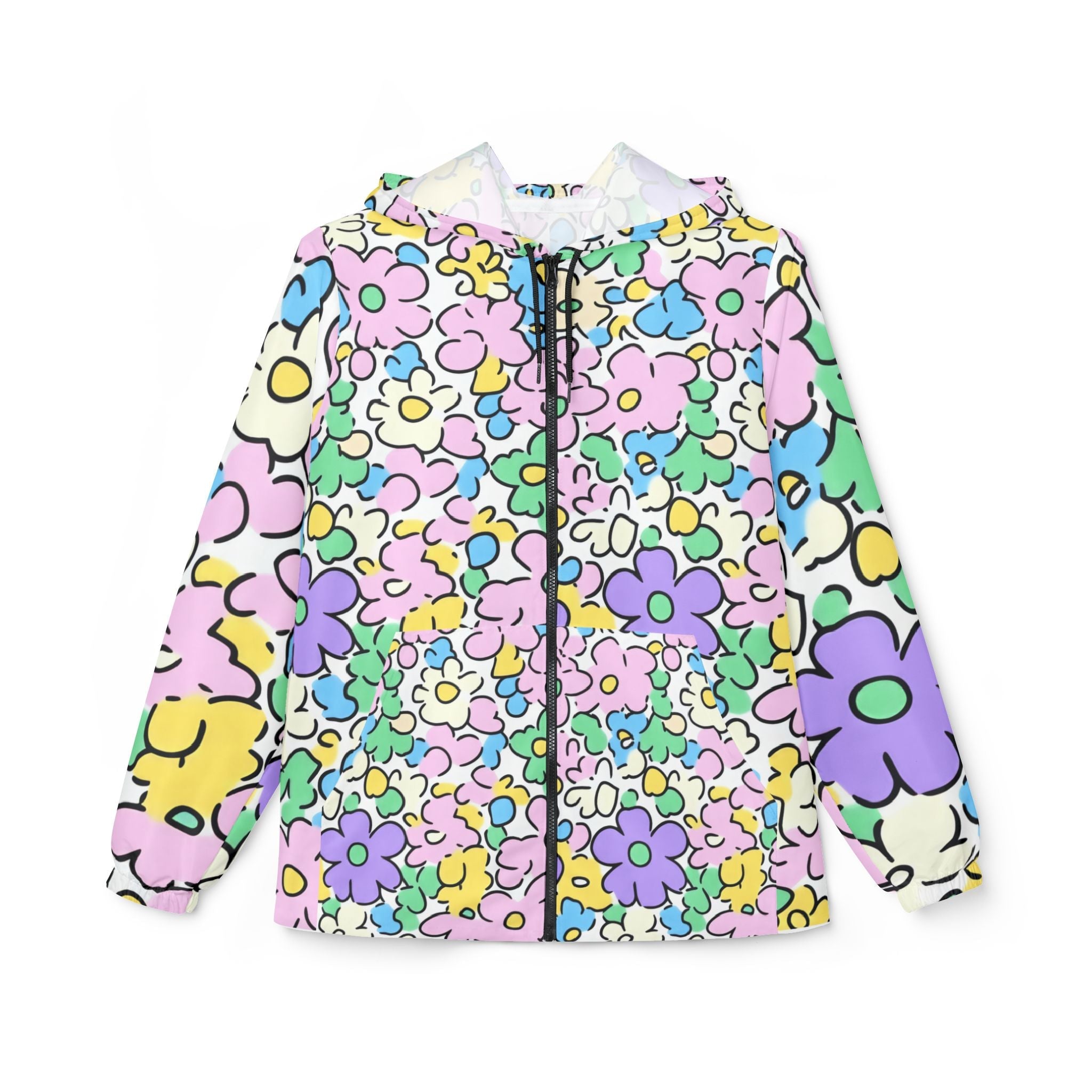 Personalized Childrens Floral Windbreaker Jacket, Artsulli - Art is Long, Life is Short, Outerwear, Size, XS, , , , , 14553822951614900325