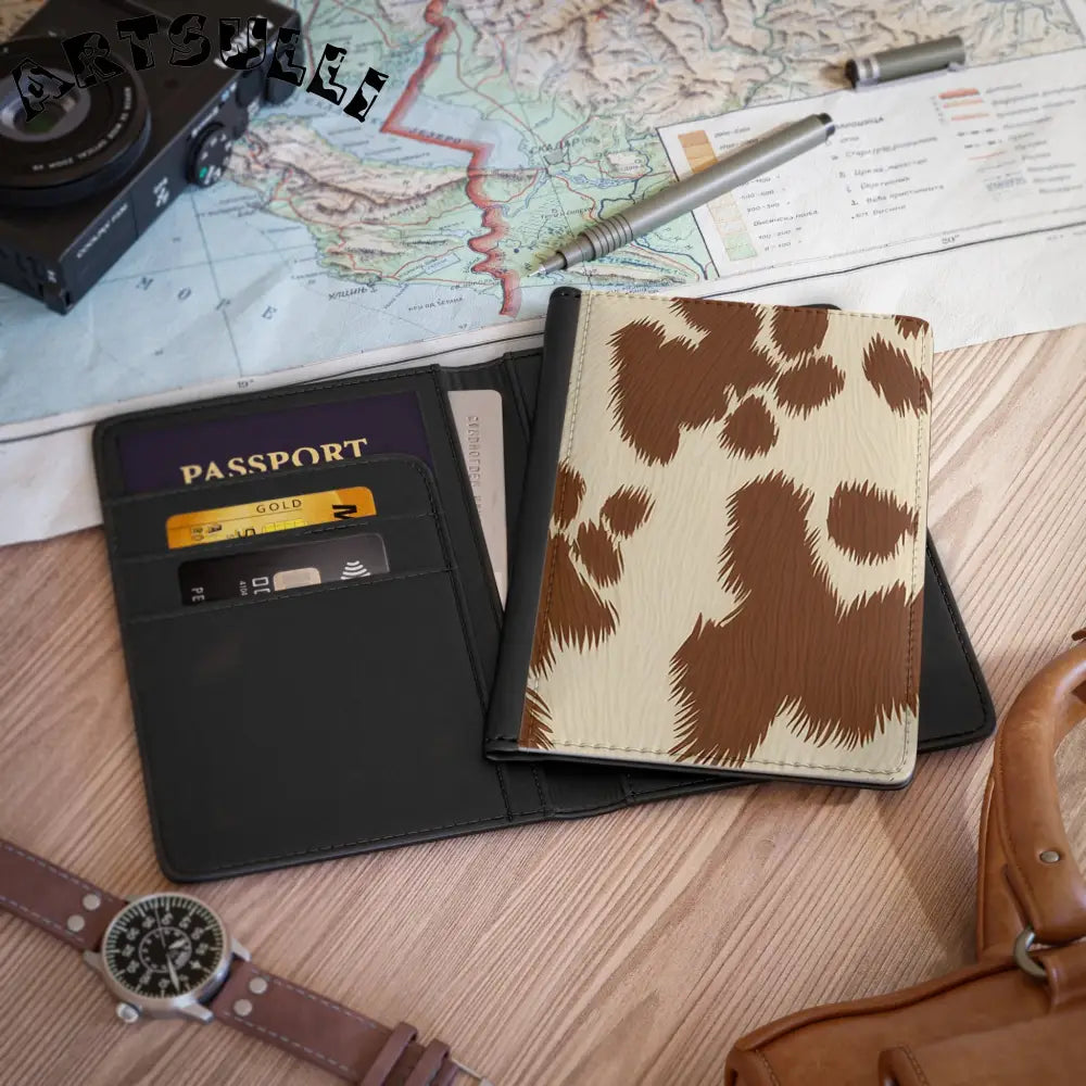 Personalized Cowhide Print Passport Cover, Artsulli - Art is Long, Life is Short, Accessories, , , , , , , 