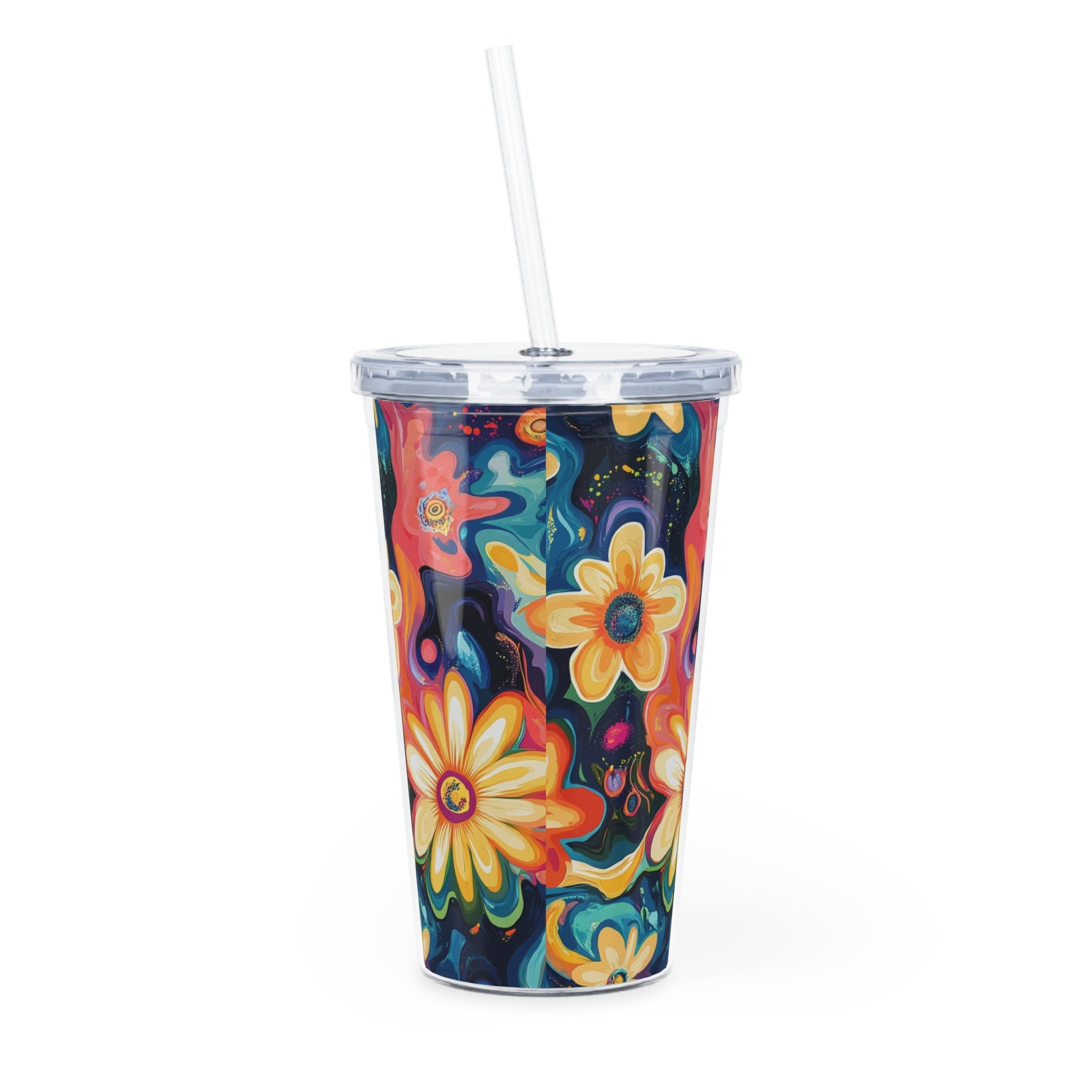 Personalized Floral Abstract Plastic Tumbler, Artsulli - Art is Long, Life is Short, Mug, , , , , , , 