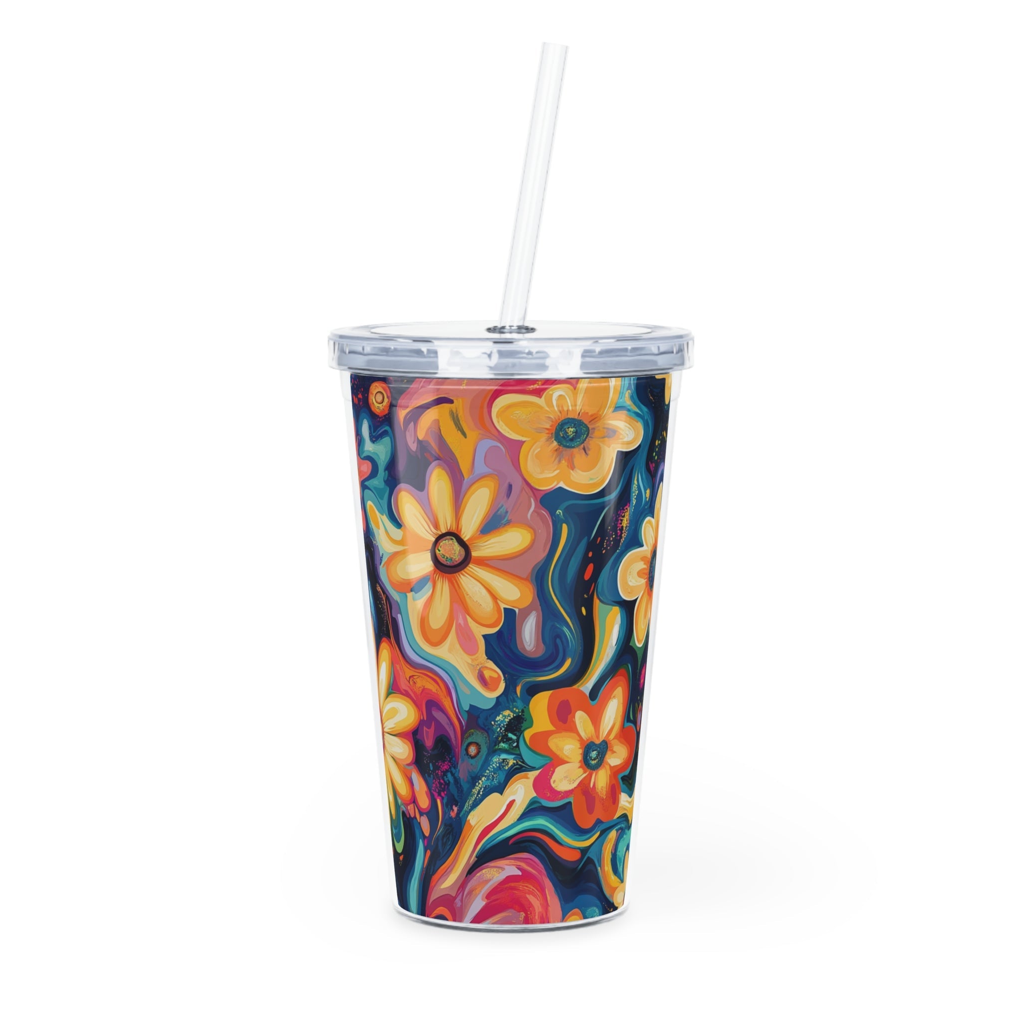 Printify Personalized Floral Abstract Plastic Tumbler 2025