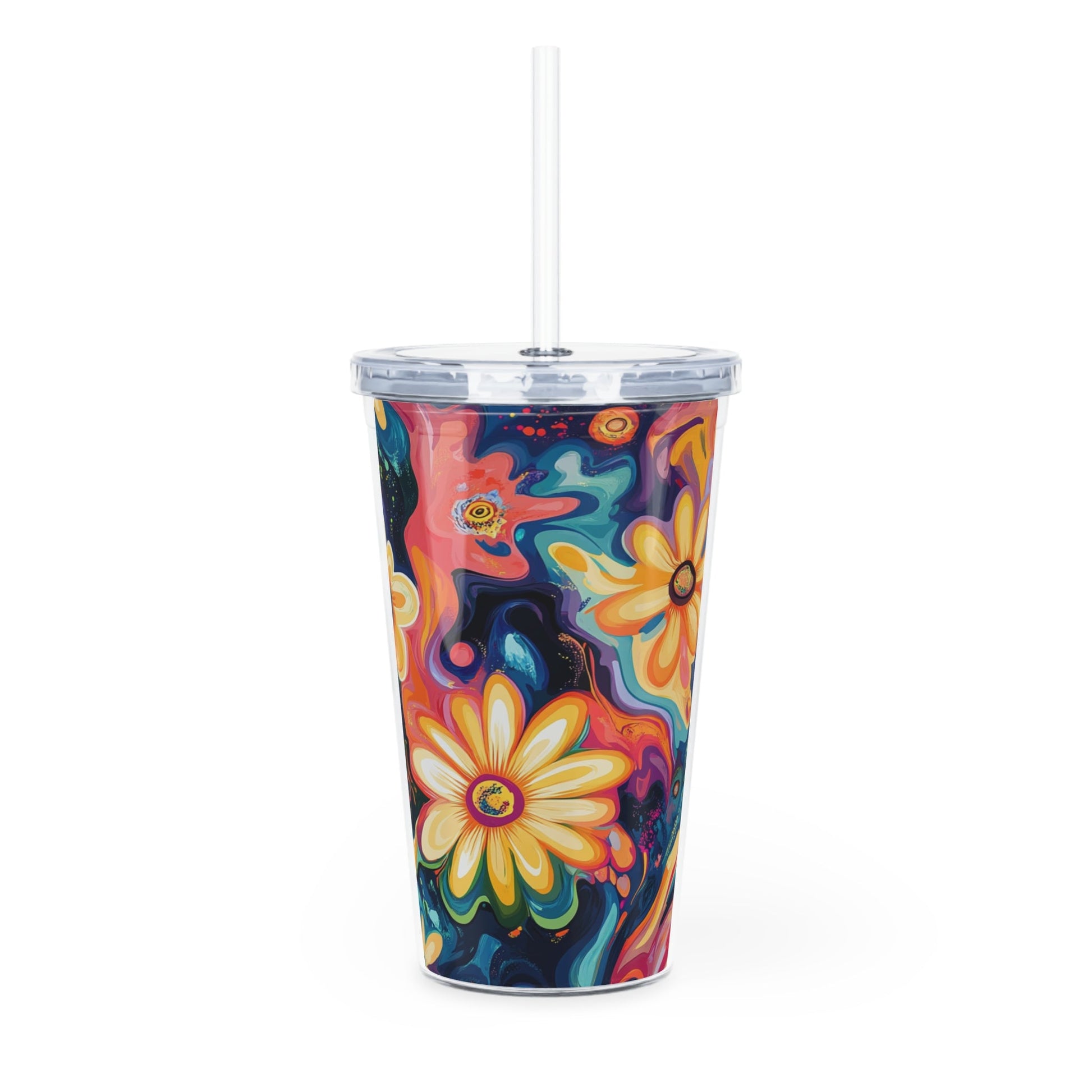 Personalized Floral Abstract Plastic Tumbler, Artsulli - Art is Long, Life is Short, Mug, , , , , , , 