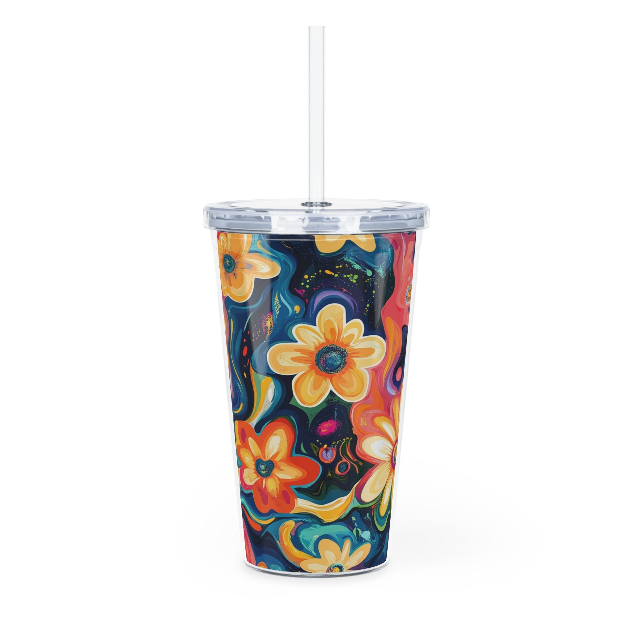 Personalized Floral Abstract Plastic Tumbler, Artsulli - Art is Long, Life is Short, Mug, , , , , , , 