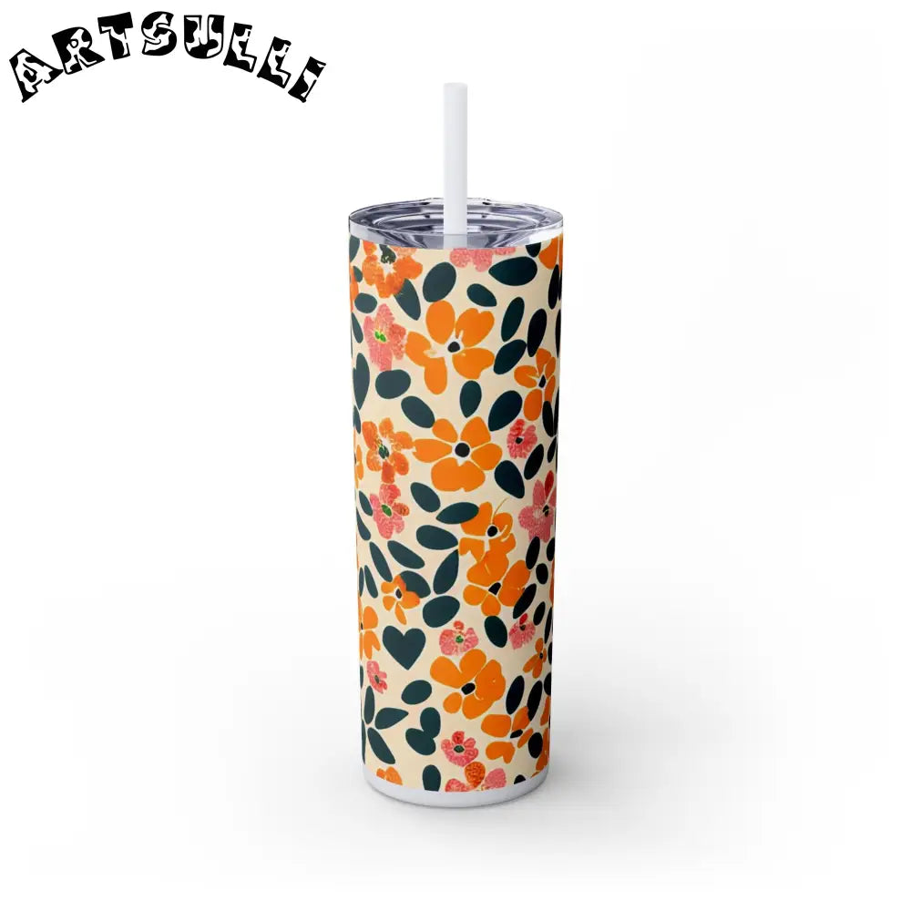 Personalized Floral Maars Skinny Tumbler, Artsulli - Art is Long, Life is Short, Mug, Finish, Glossy, Color, Glitter Iceberg, Size, 20oz, 32130483588962405395