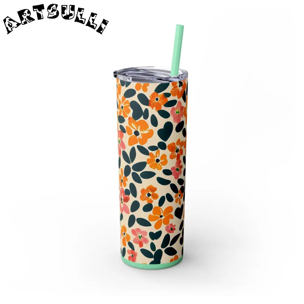 Personalized Floral Maars Skinny Tumbler, Artsulli - Art is Long, Life is Short, Mug, , , , , , , 