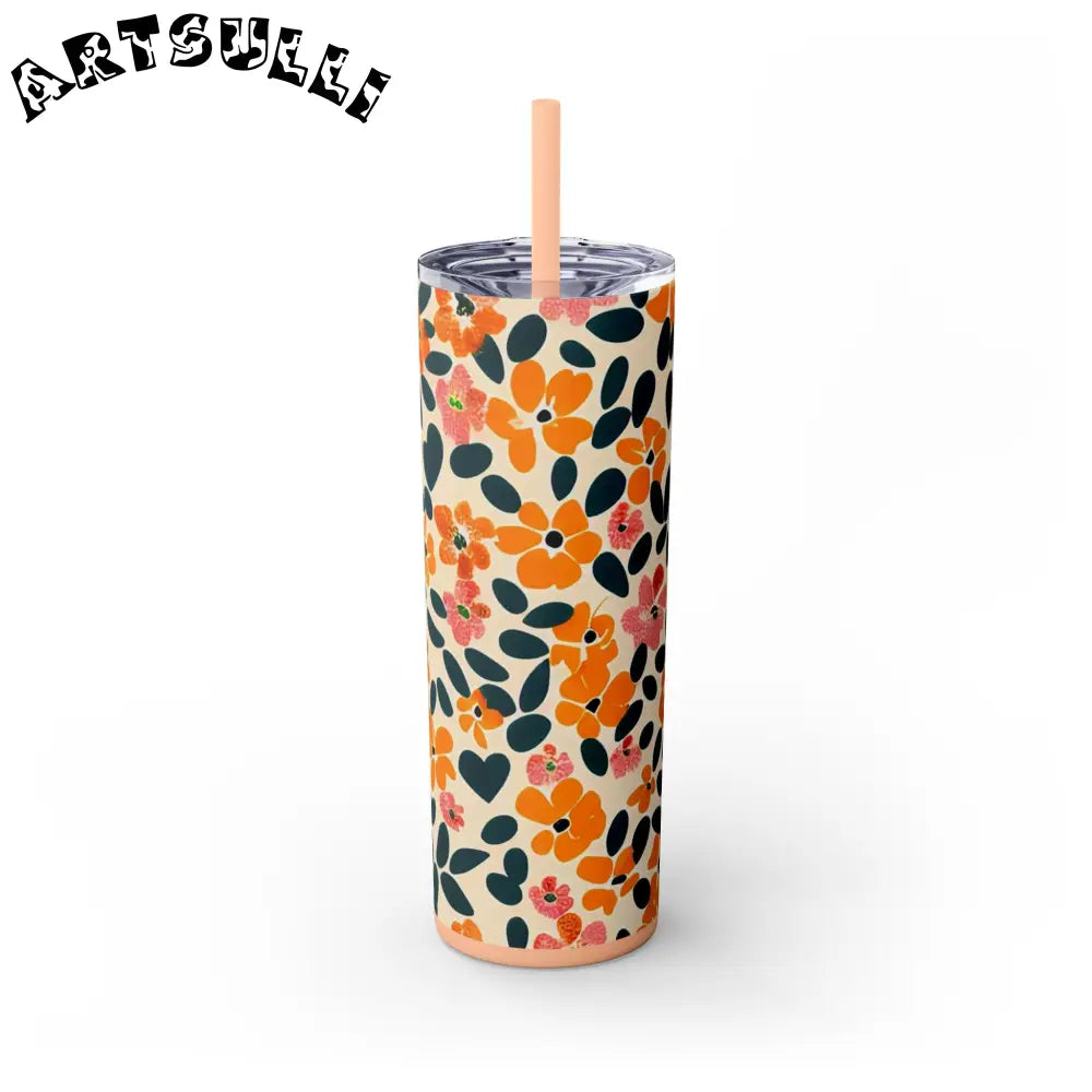Personalized Floral Maars Skinny Tumbler, Artsulli - Art is Long, Life is Short, Mug, Finish, Matte, Color, Blush, Size, 20oz, 16577107849178929072