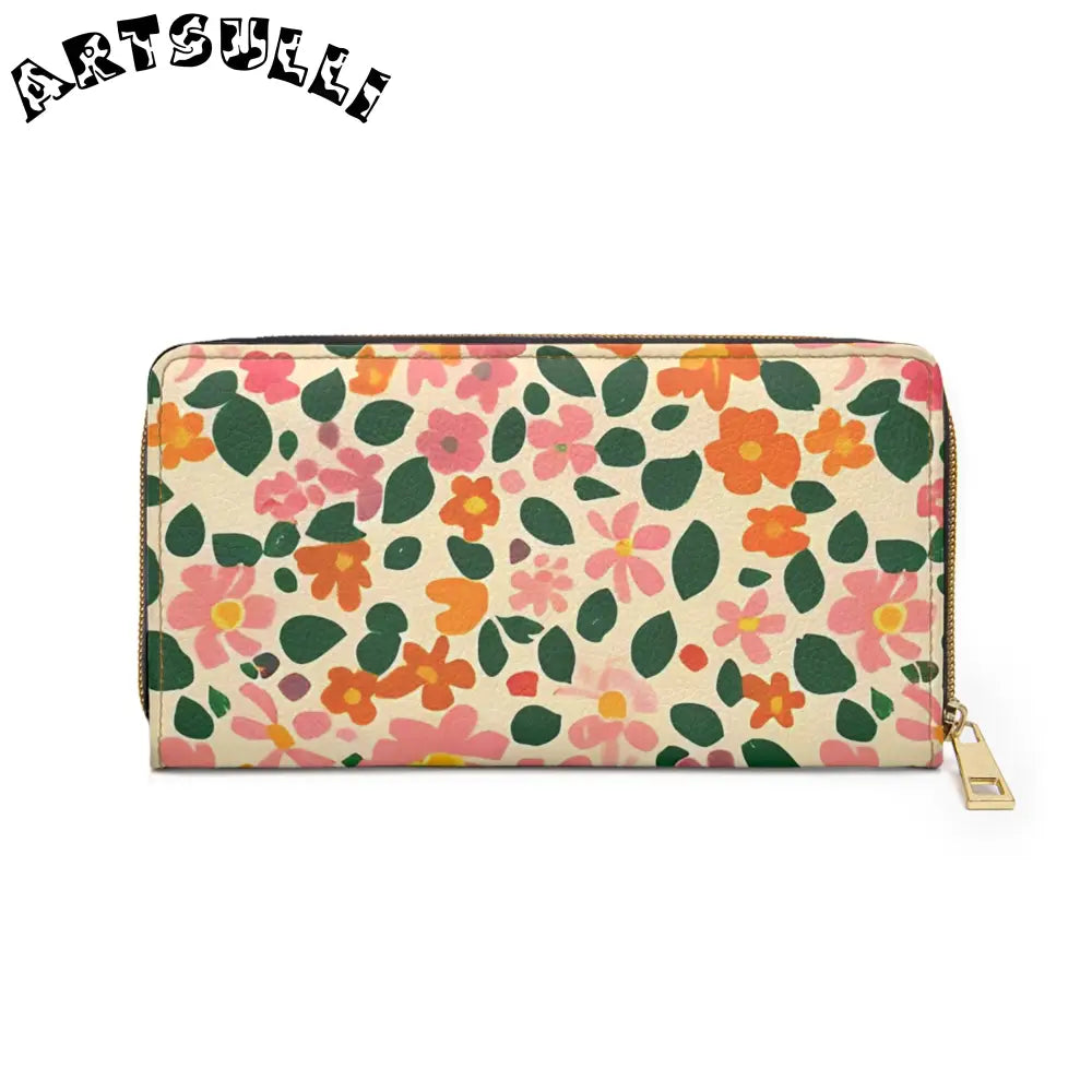 Personalized Floral Zip Around Wallet, Artsulli - Art is Long, Life is Short, Accessories, , , , , , , 
